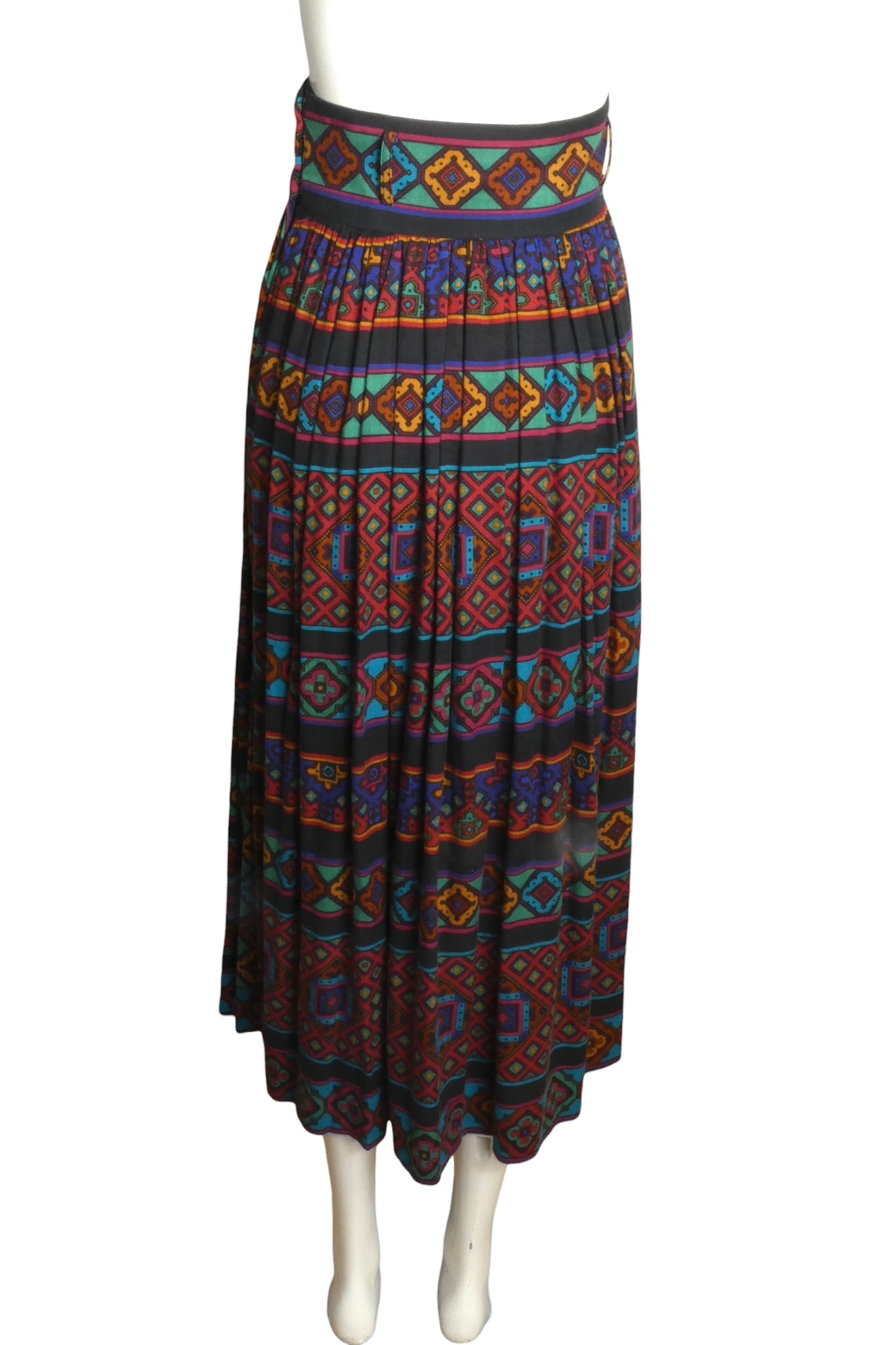 MISS O by OSCAR- 1980s Cotton Print Pleated Skirt, Size 8