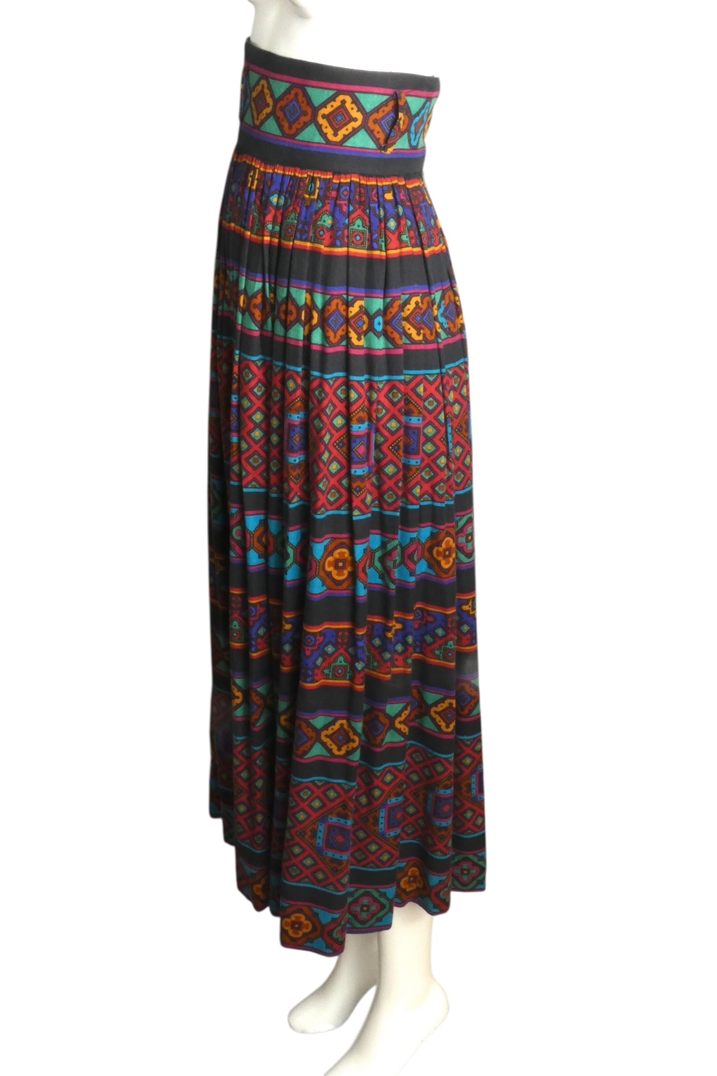 MISS O by OSCAR- 1980s Cotton Print Pleated Skirt, Size 8