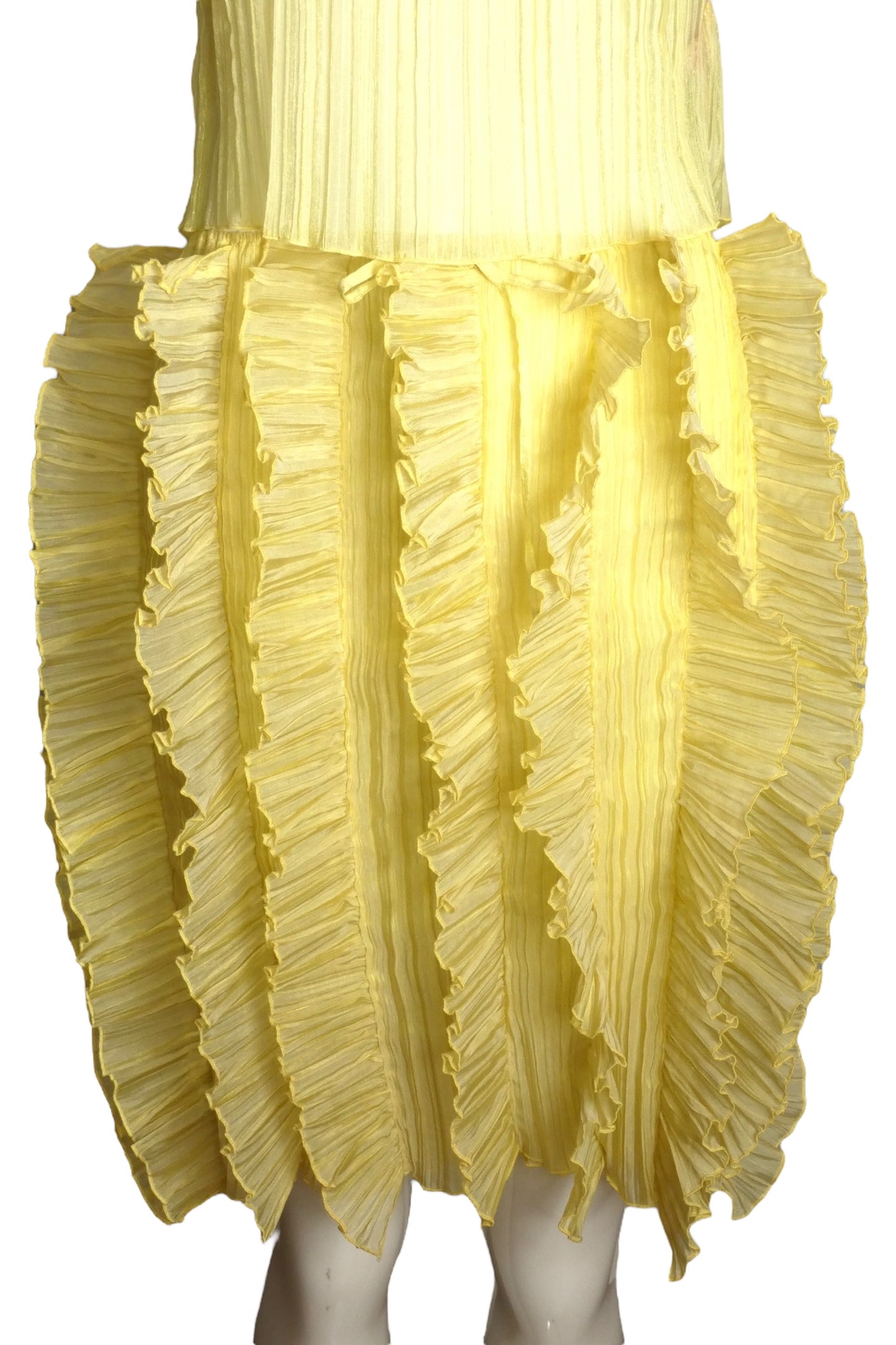 PIERRE CARDIN (HAUTE COUTURE)- 2000 2pc Yellow Crinkle Pleat Ensemble, Size 4