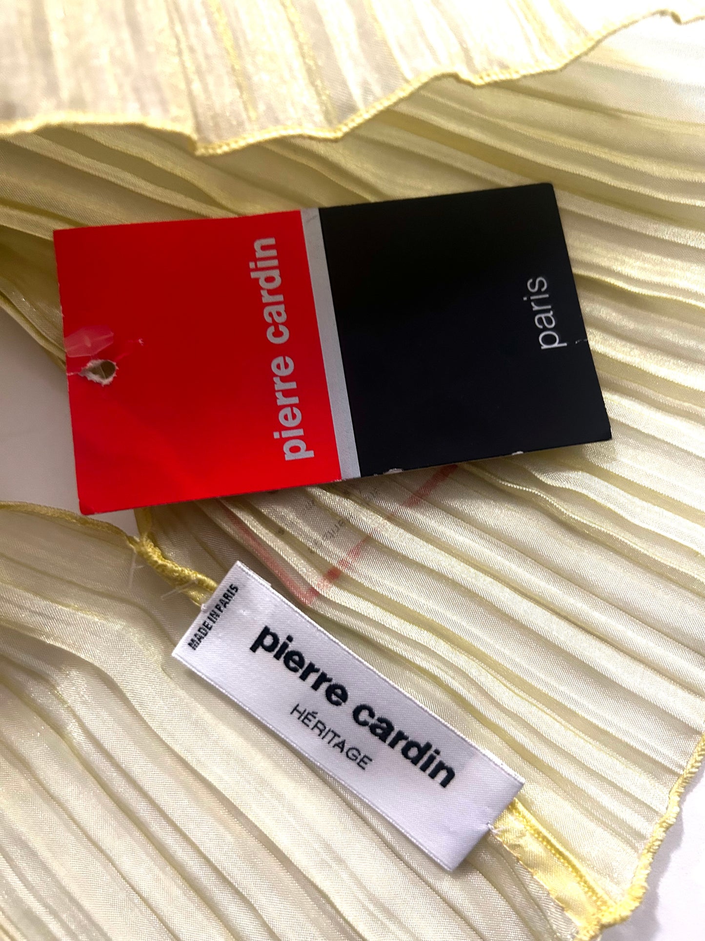 PIERRE CARDIN (HAUTE COUTURE)- 2000 2pc Yellow Crinkle Pleat Ensemble, Size 4