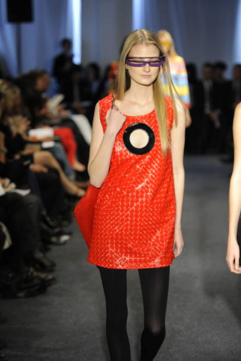 PIERRE CARDIN (Haute Couture)- 2011 Red Hologram Latex Dress, Size 6