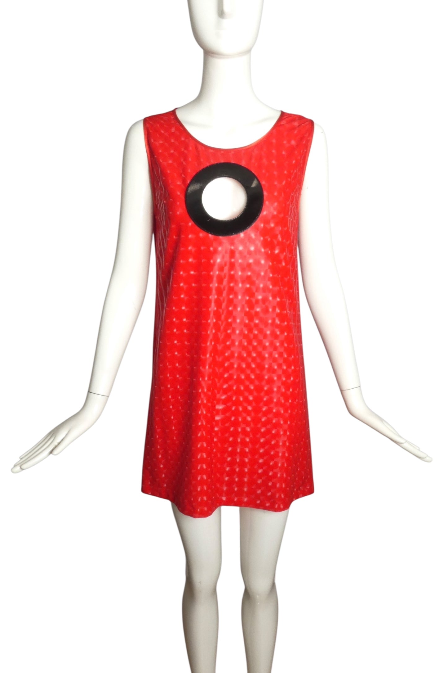 PIERRE CARDIN (Haute Couture)- 2011 Red Hologram Latex Dress, Size 6