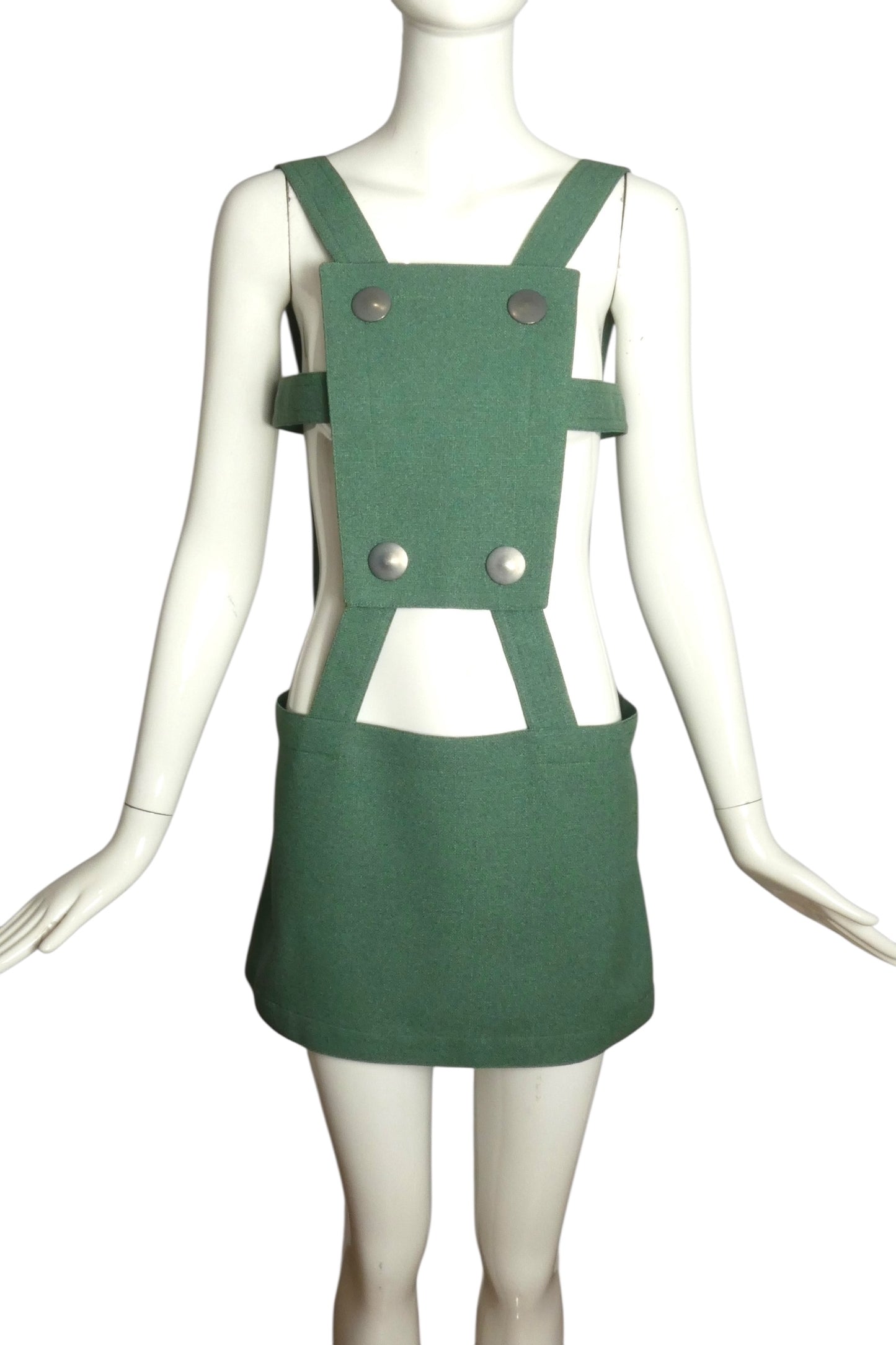 PIERRE CARDIN (HAUTE COUTURE)-1977 Green Rayon Jumper, Size 4