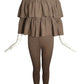 PIERRE CARDIN (HAUTE COUTURE)- 1977 Brown 2pc Knit Blouse & Tights, Size 4