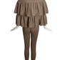 PIERRE CARDIN (HAUTE COUTURE)- 1977 Brown 2pc Knit Blouse & Tights, Size 4