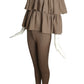 PIERRE CARDIN (HAUTE COUTURE)- 1977 Brown 2pc Knit Blouse & Tights, Size 4