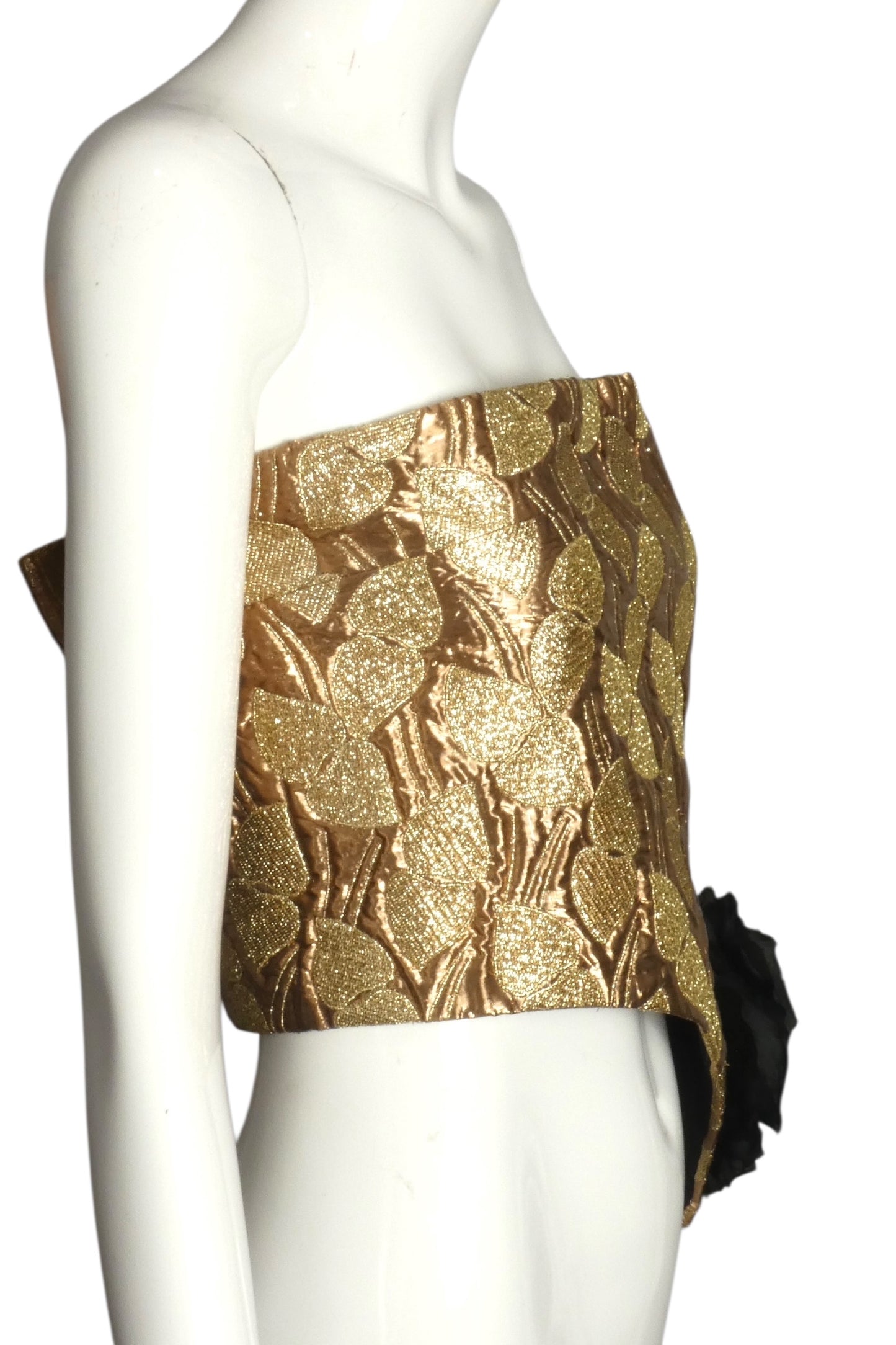 PIERRE CARDIN HAUTE COUTURE- 1990s Gold Brocade Strapless Top, Size 6