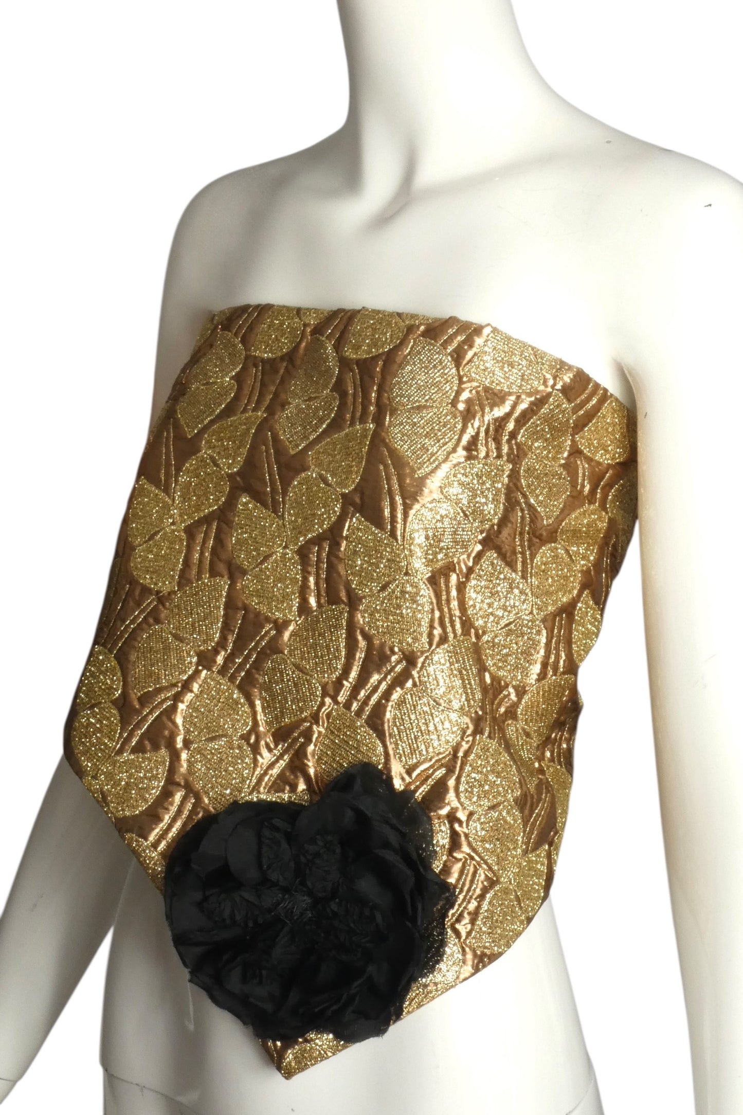 PIERRE CARDIN HAUTE COUTURE- 1990s Gold Brocade Strapless Top, Size 6