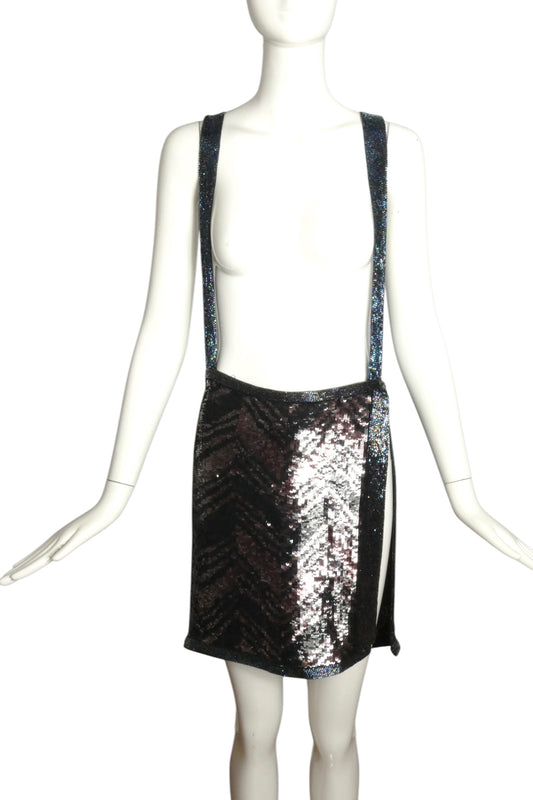 PIERRE CARDIN (HAUTE COUTURE)-1998 Sequin & Beaded Suspender Skirt, Size 8