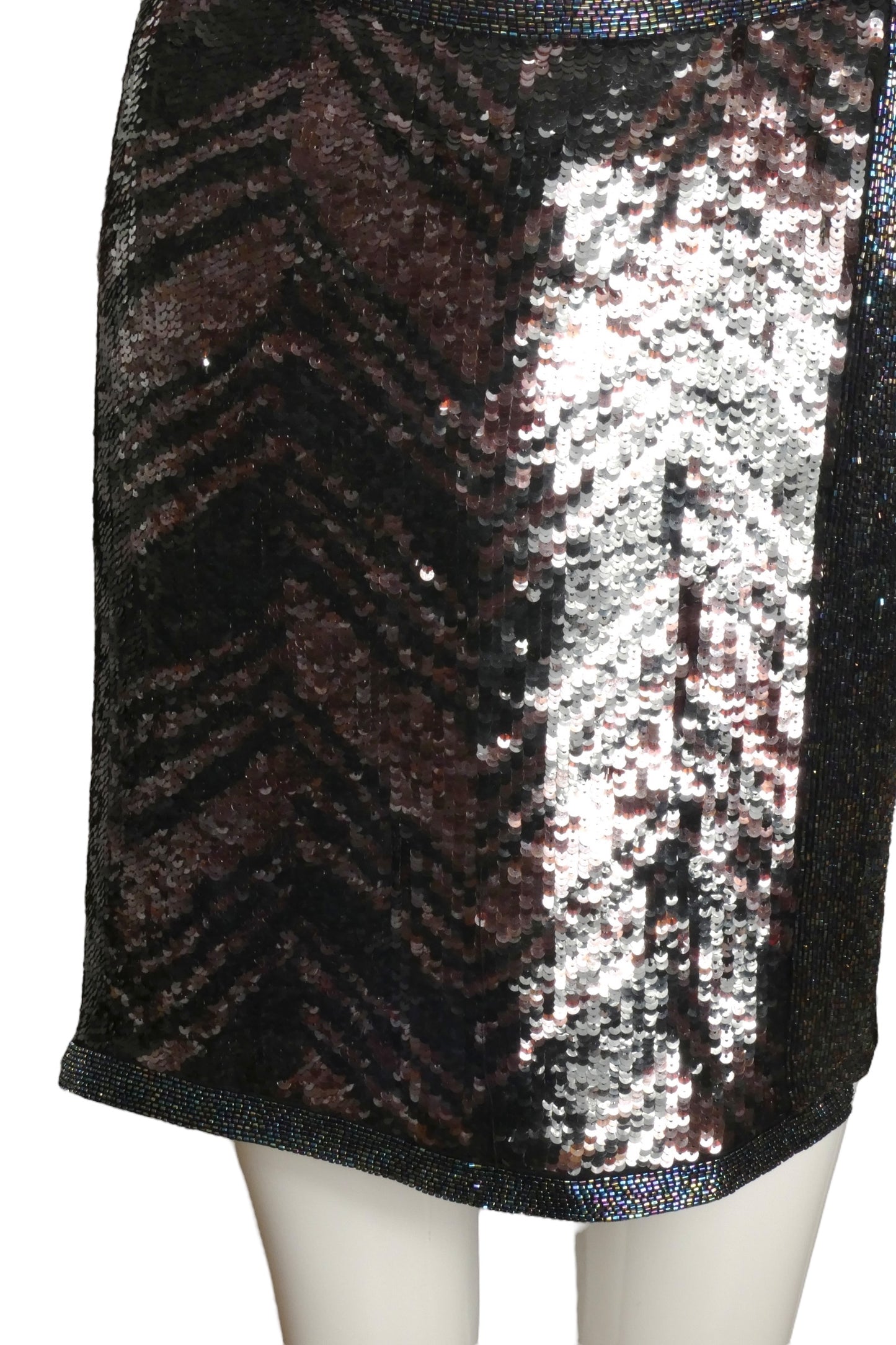 PIERRE CARDIN (HAUTE COUTURE)-1998 Sequin & Beaded Suspender Skirt, Size 8