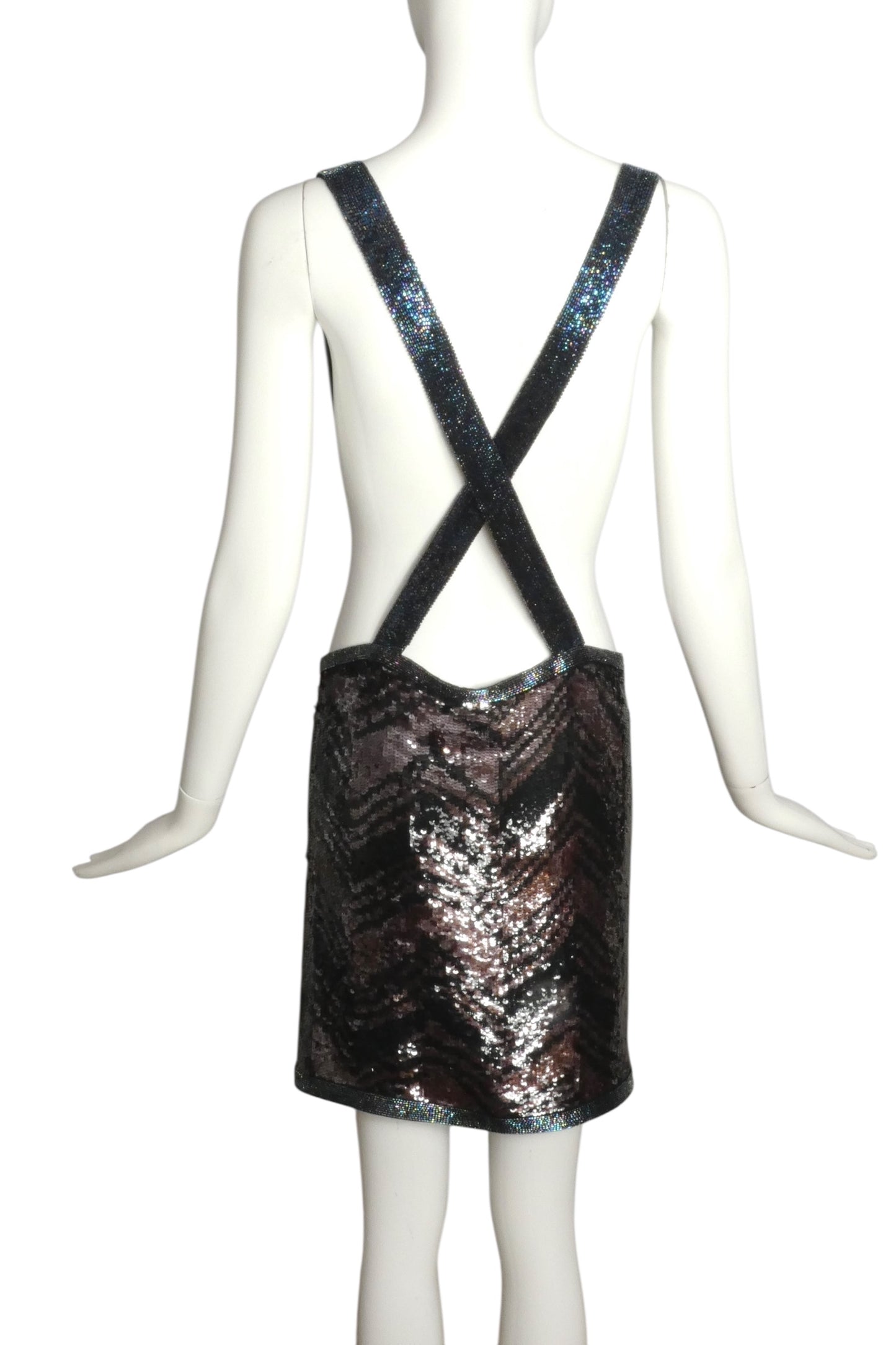 PIERRE CARDIN (HAUTE COUTURE)-1998 Sequin & Beaded Suspender Skirt, Size 8