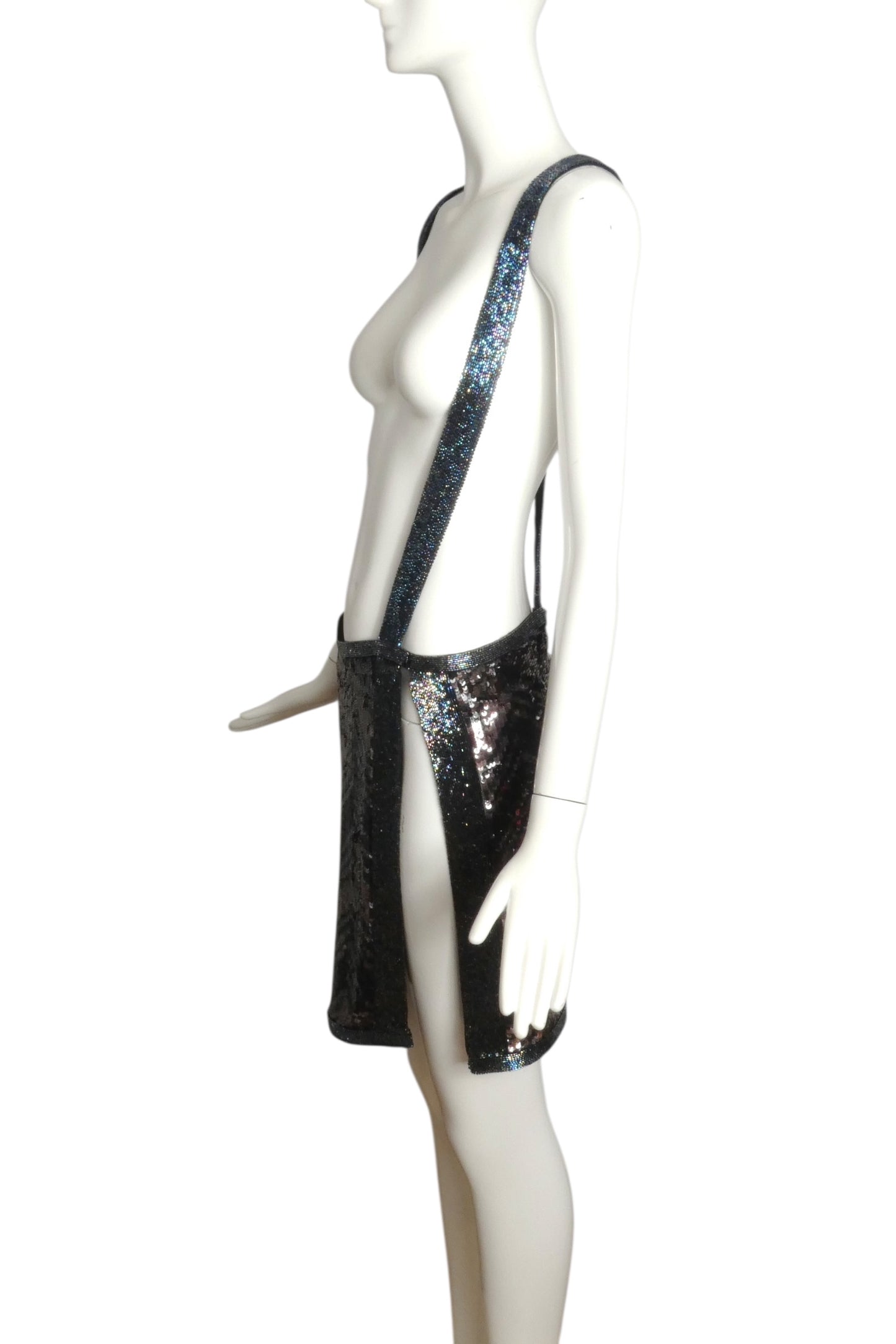 PIERRE CARDIN (HAUTE COUTURE)-1998 Sequin & Beaded Suspender Skirt, Size 8