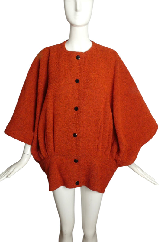 PIERRE CARDIN (HAUTE COUTURE)- 1998 Orange Batwing Coat, Size 8
