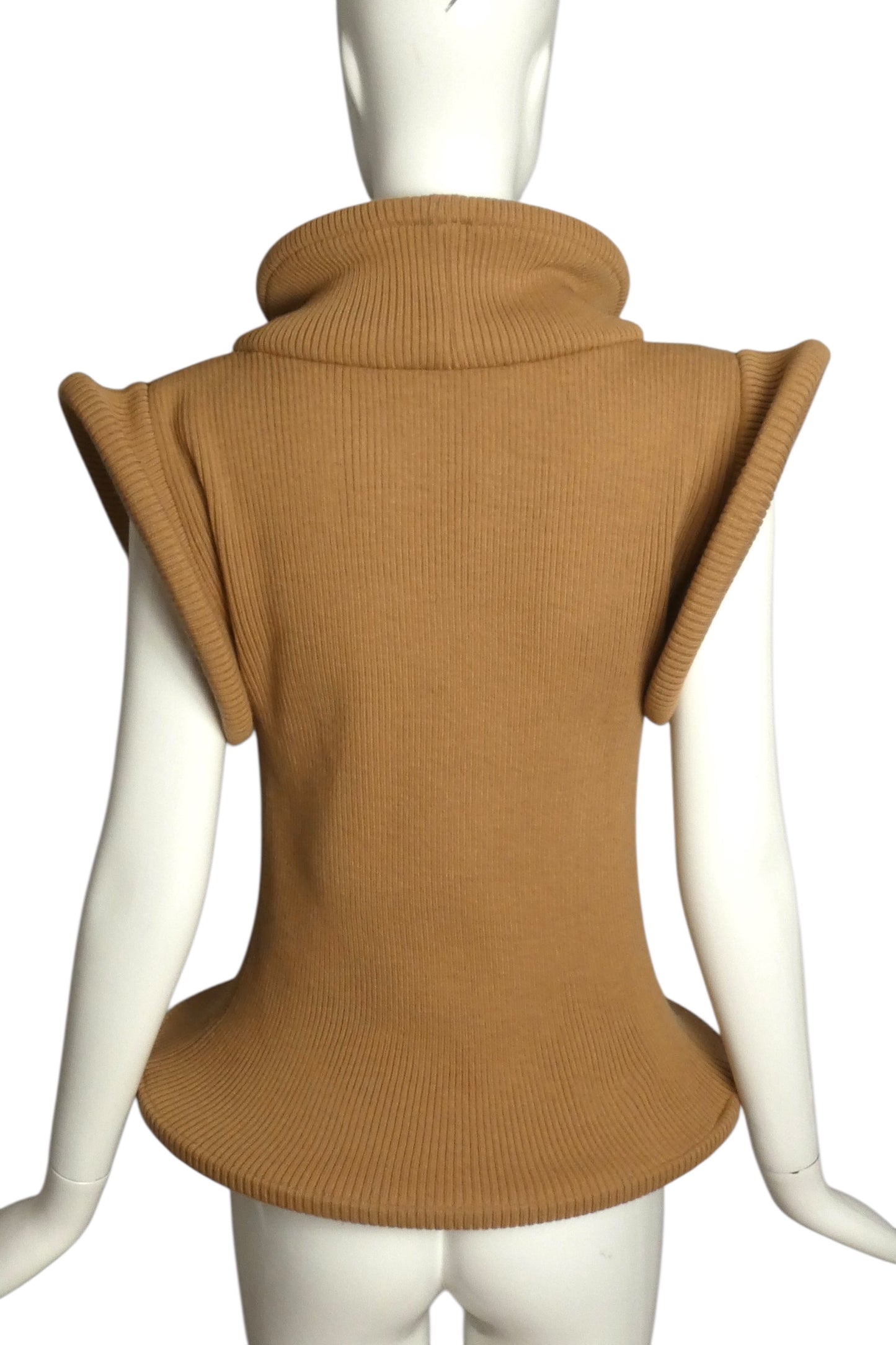 PIERRE CARDIN (HAUTE COUTURE)- 2009  Beige Knit Hoop Top, Size 8