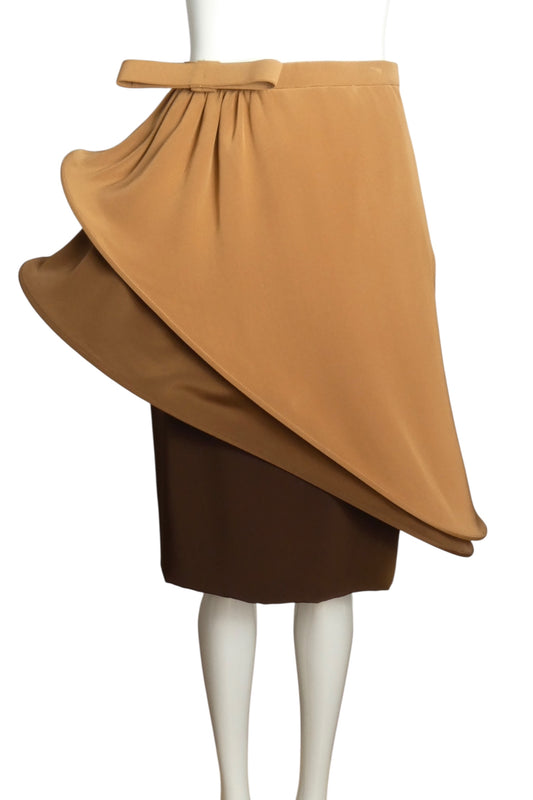 PIERRE CARDIN (HAUTE COUTURE)- Brown Silk Hoop Skirt, Size 2