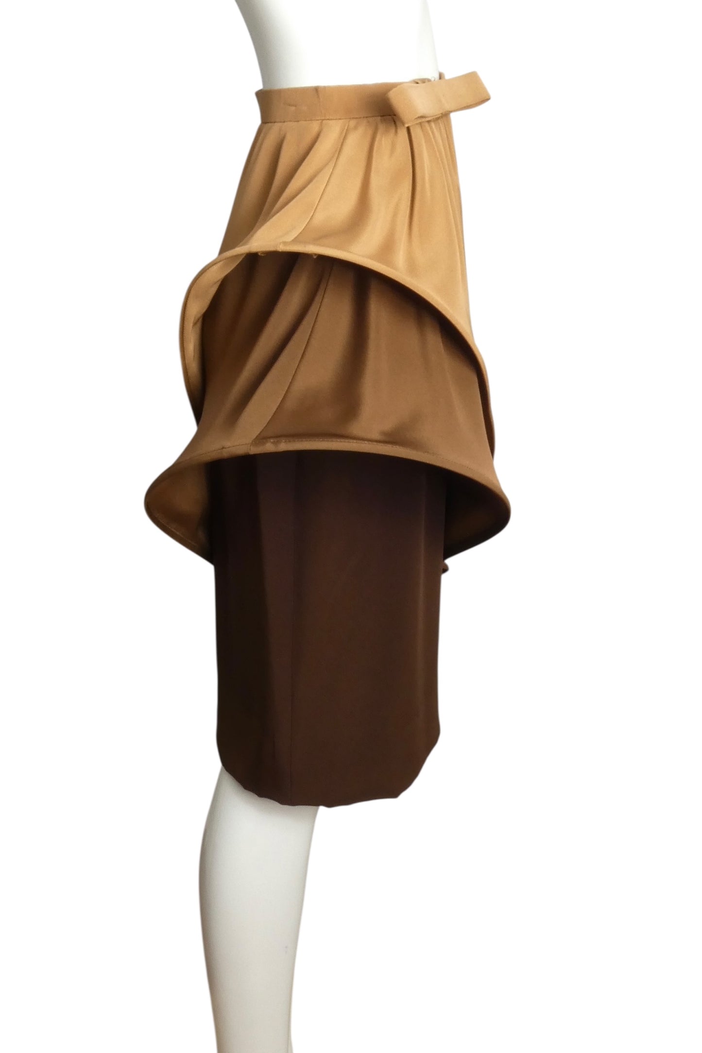 PIERRE CARDIN (HAUTE COUTURE)- Brown Silk Hoop Skirt, Size 2