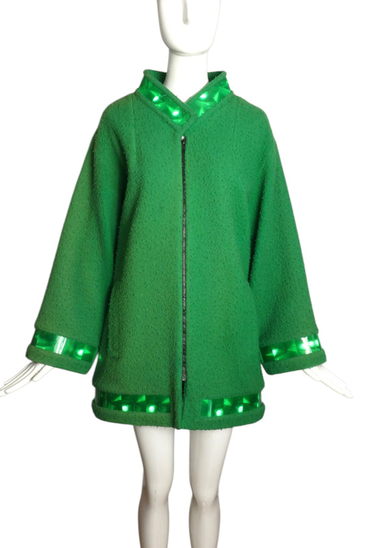 PIERRE CARDIN (HAUTE COUTURE)- 2008 Green Wool & Hologram Coat, Size 6