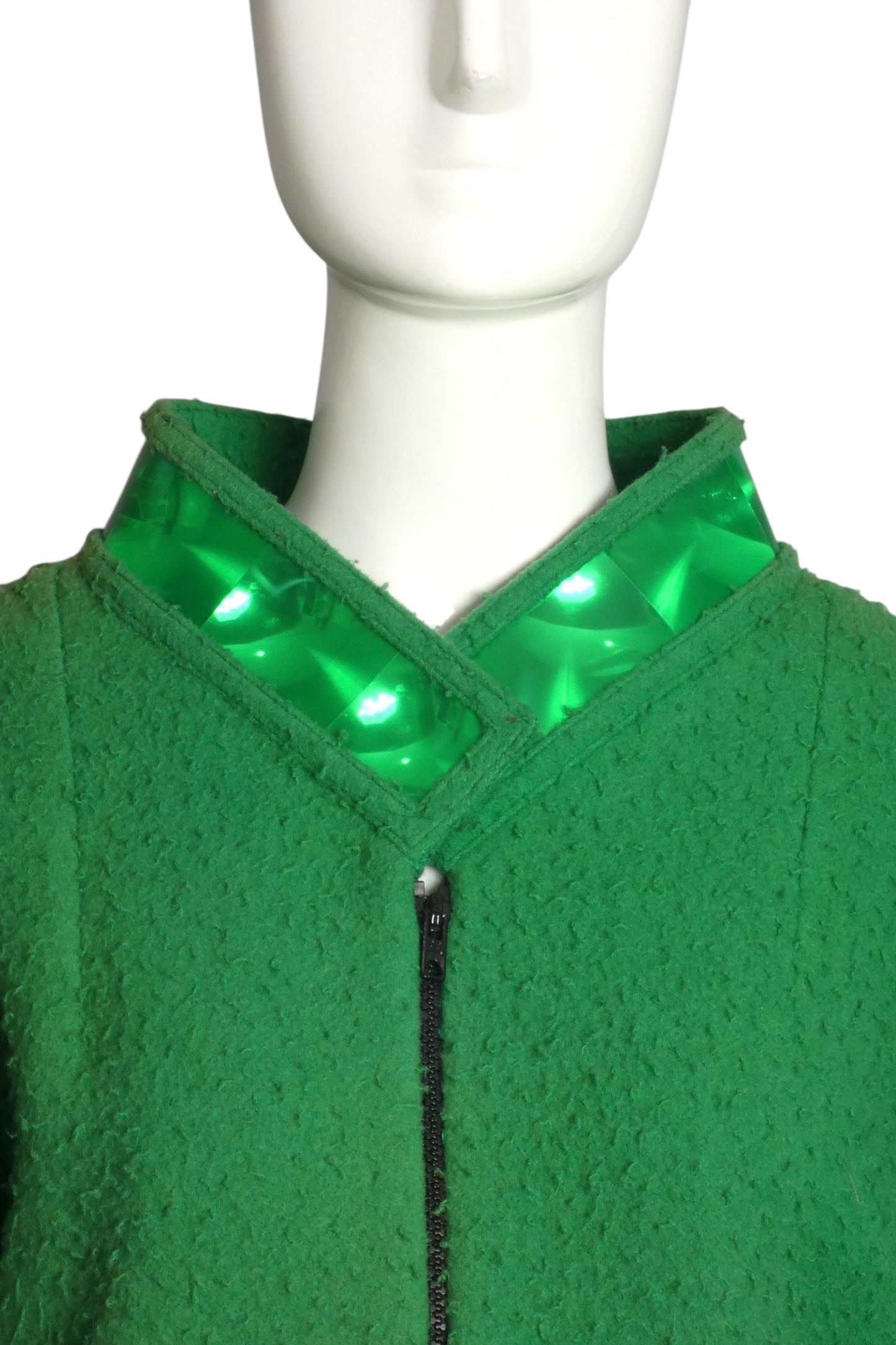 PIERRE CARDIN (HAUTE COUTURE)- 2008 Green Wool & Hologram Coat, Size 6