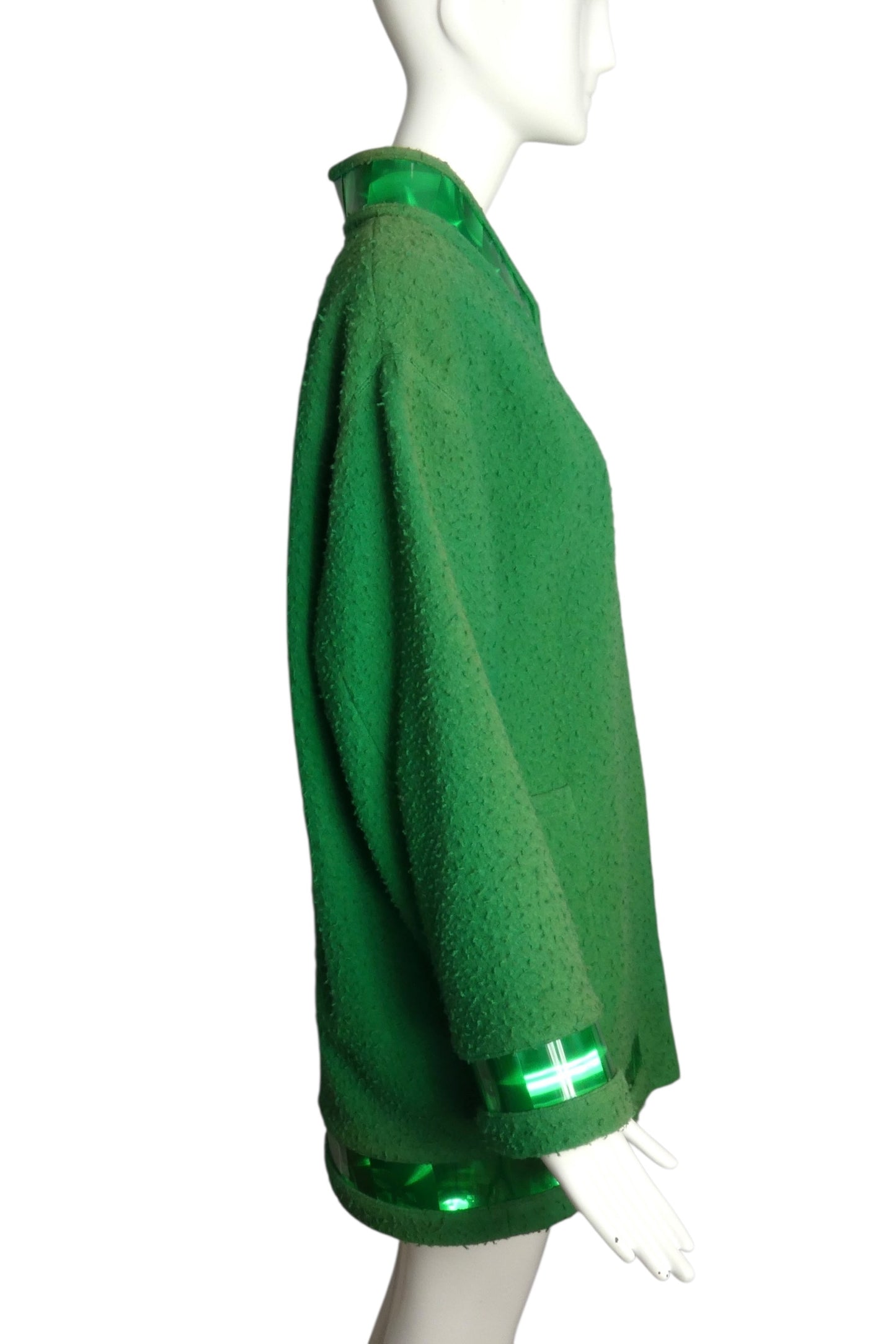 PIERRE CARDIN (HAUTE COUTURE)- 2008 Green Wool & Hologram Coat, Size 6