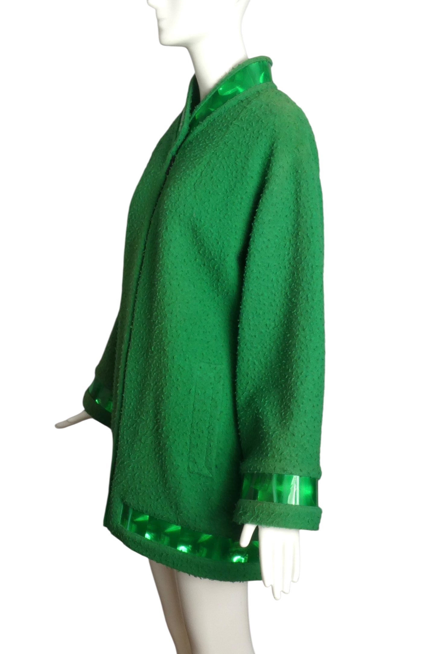 PIERRE CARDIN (HAUTE COUTURE)- 2008 Green Wool & Hologram Coat, Size 6