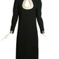 PIERRE CARDIN- 1968 Black Wool Crepe & Chrome Dress, Size 6