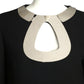 PIERRE CARDIN- 1968 Black Wool Crepe & Chrome Dress, Size 6