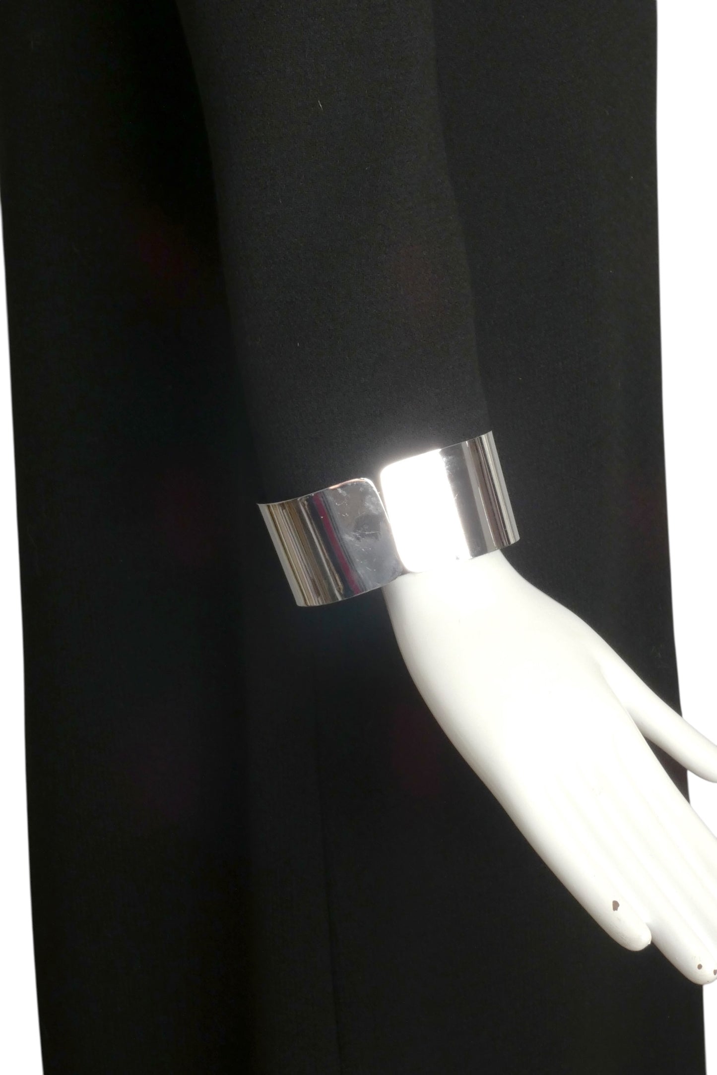 PIERRE CARDIN- 1968 Black Wool Crepe & Chrome Dress, Size 6