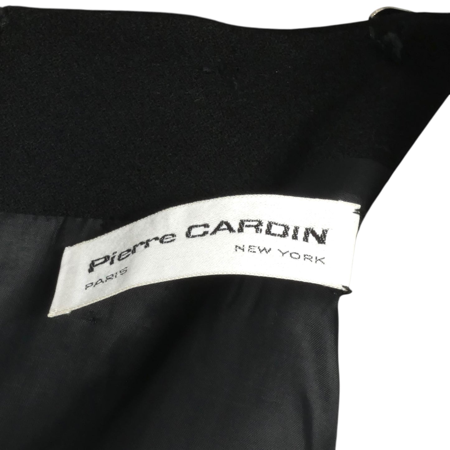 PIERRE CARDIN- 1968 Black Wool Crepe & Chrome Dress, Size 6