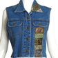 PIERRE CARDIN- 1990s Embellished Denim Vest, Size Small