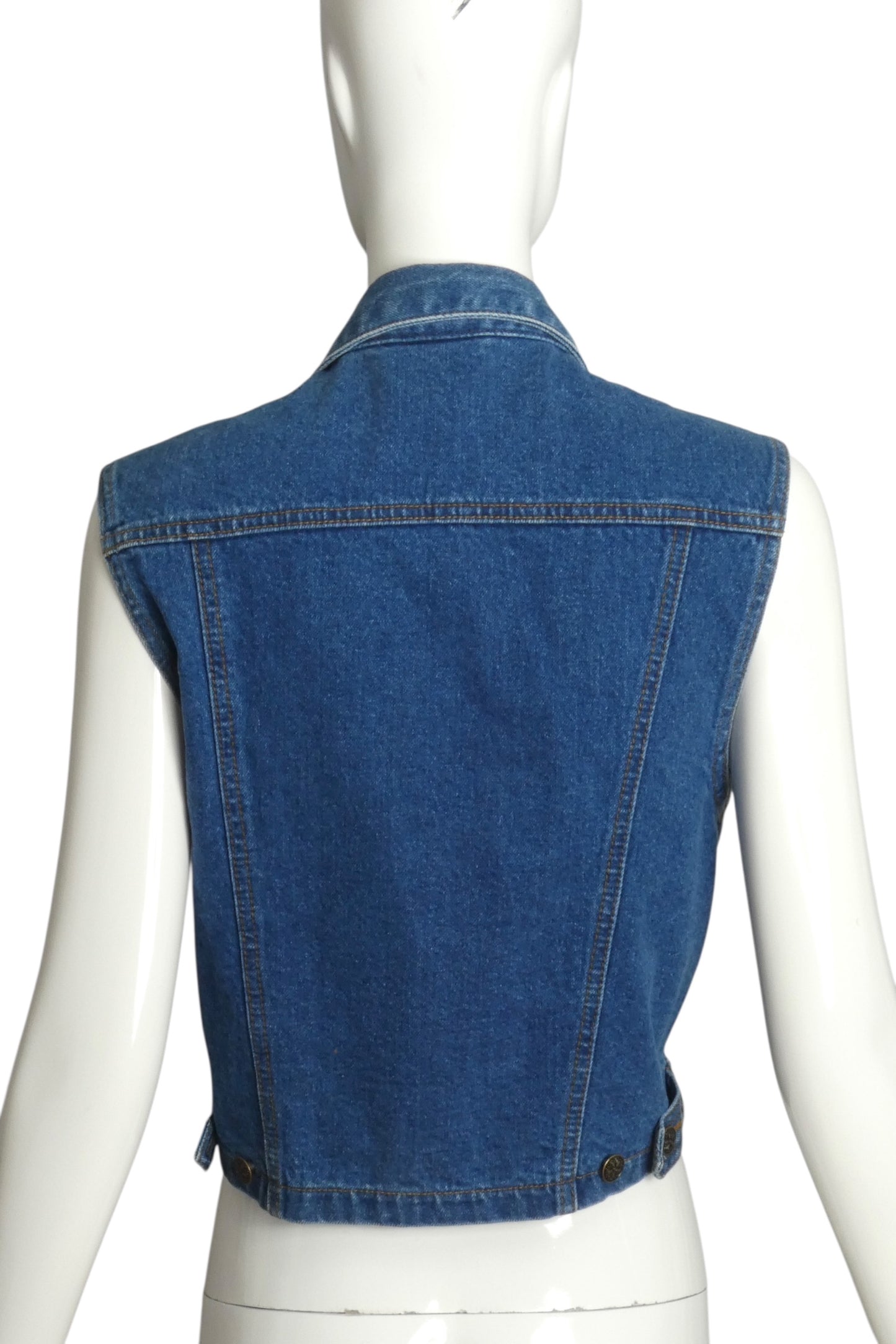 PIERRE CARDIN- 1990s Embellished Denim Vest, Size Small