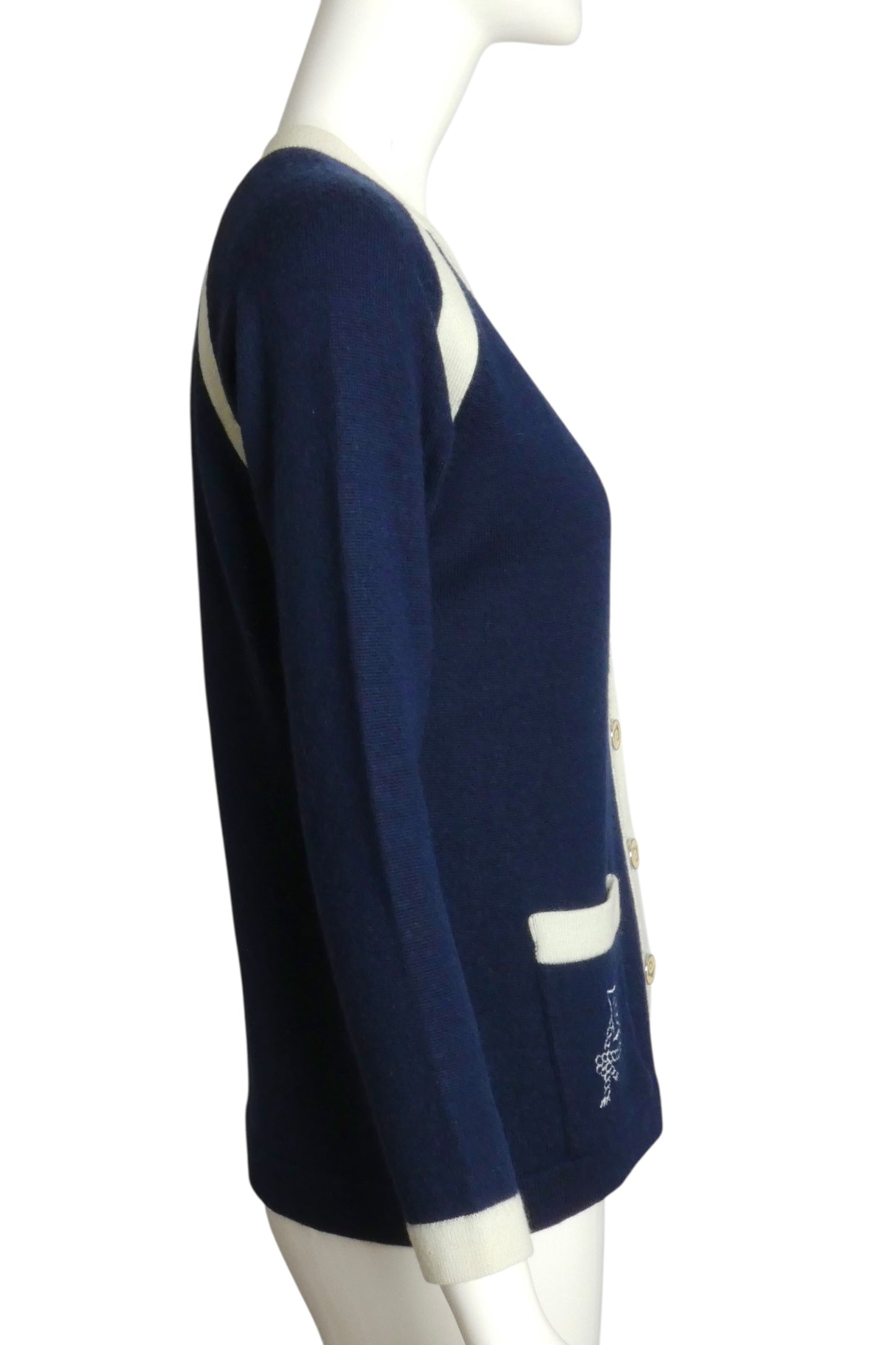 PIERRE CARDIN- 1970s Navy Wool Cardigan, Size 6