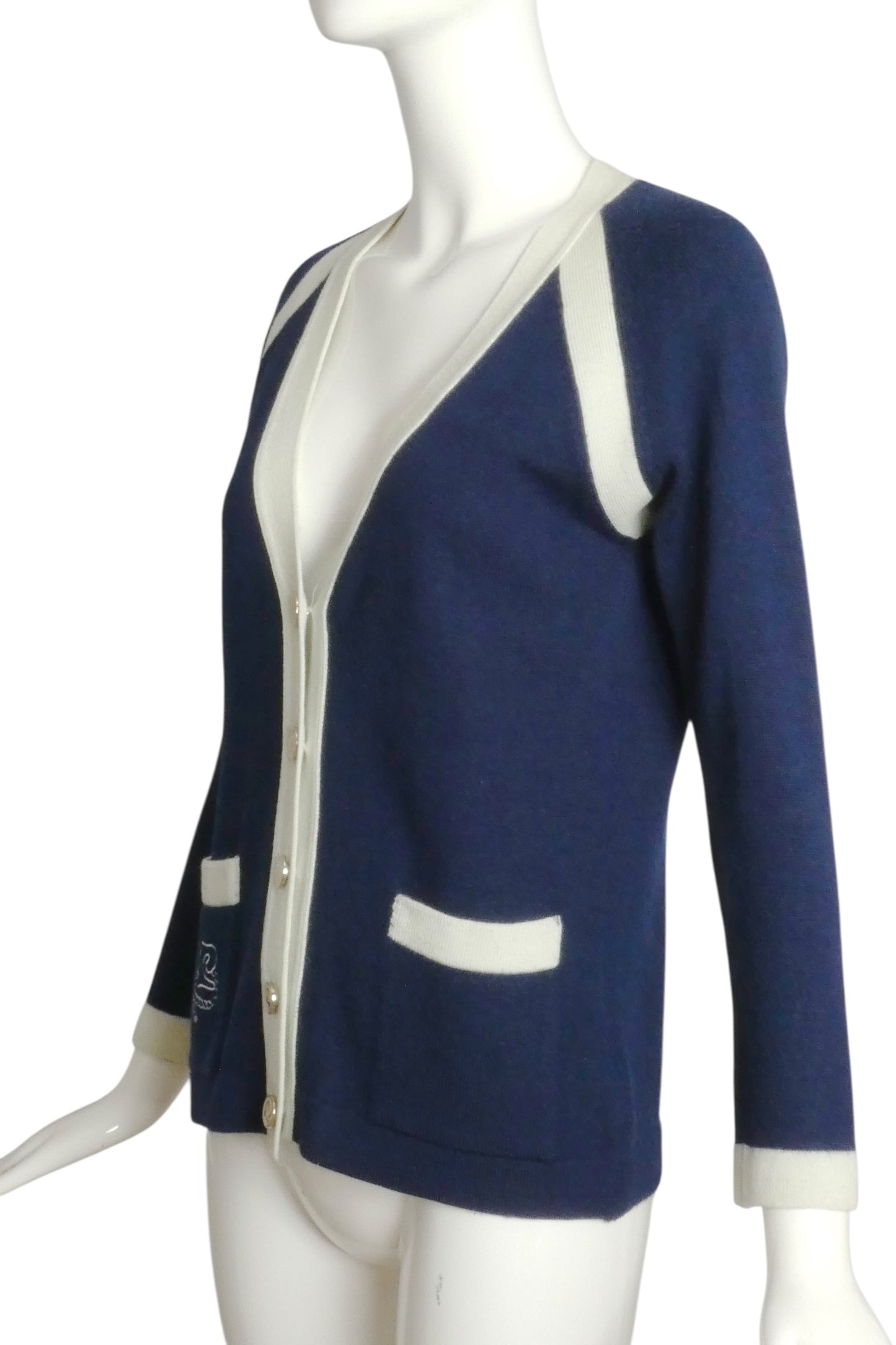 PIERRE CARDIN- 1970s Navy Wool Cardigan, Size 6