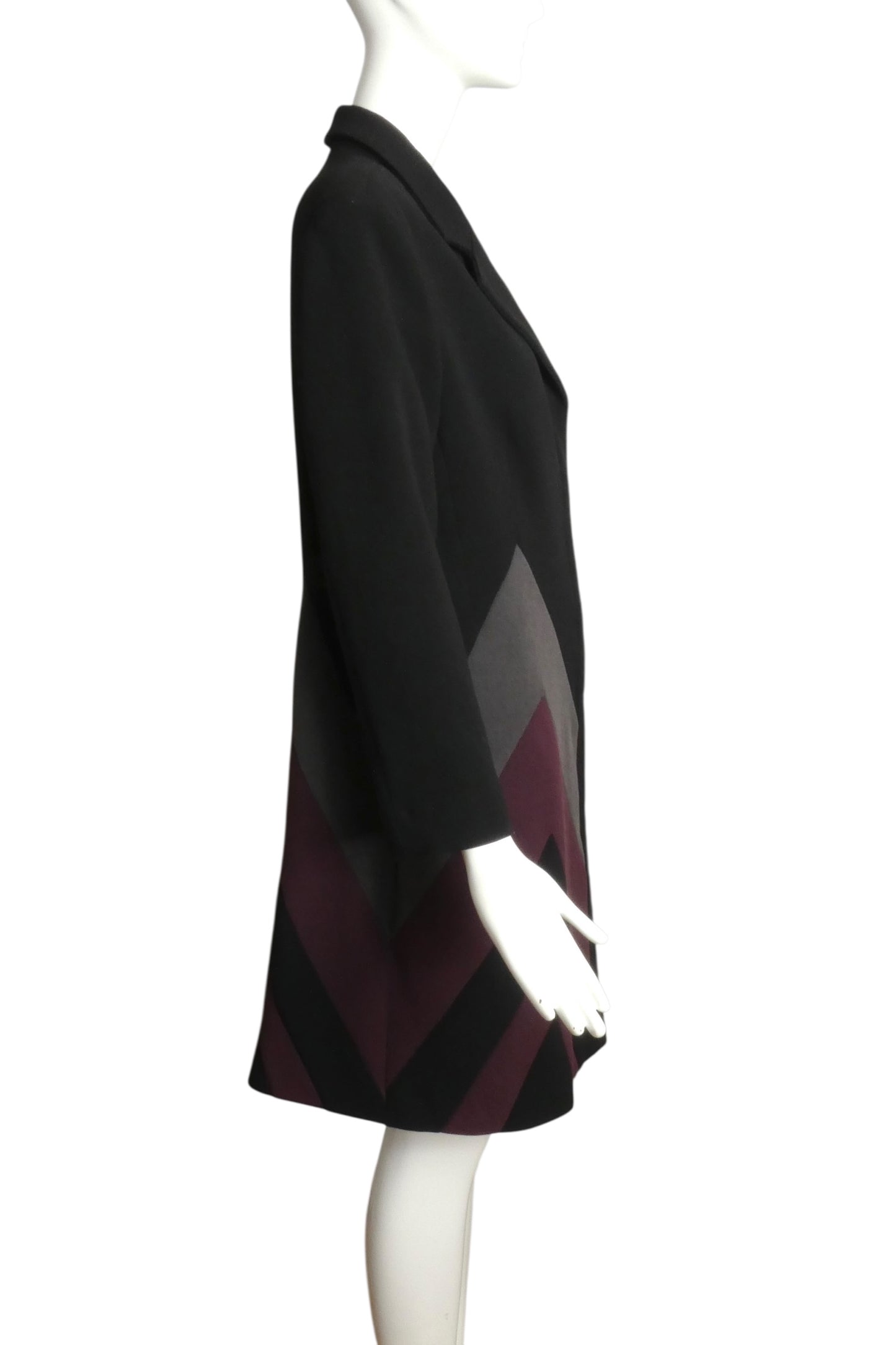 PIERRE CARDIN- Multi Color Chevron Wool Coat, Size 14