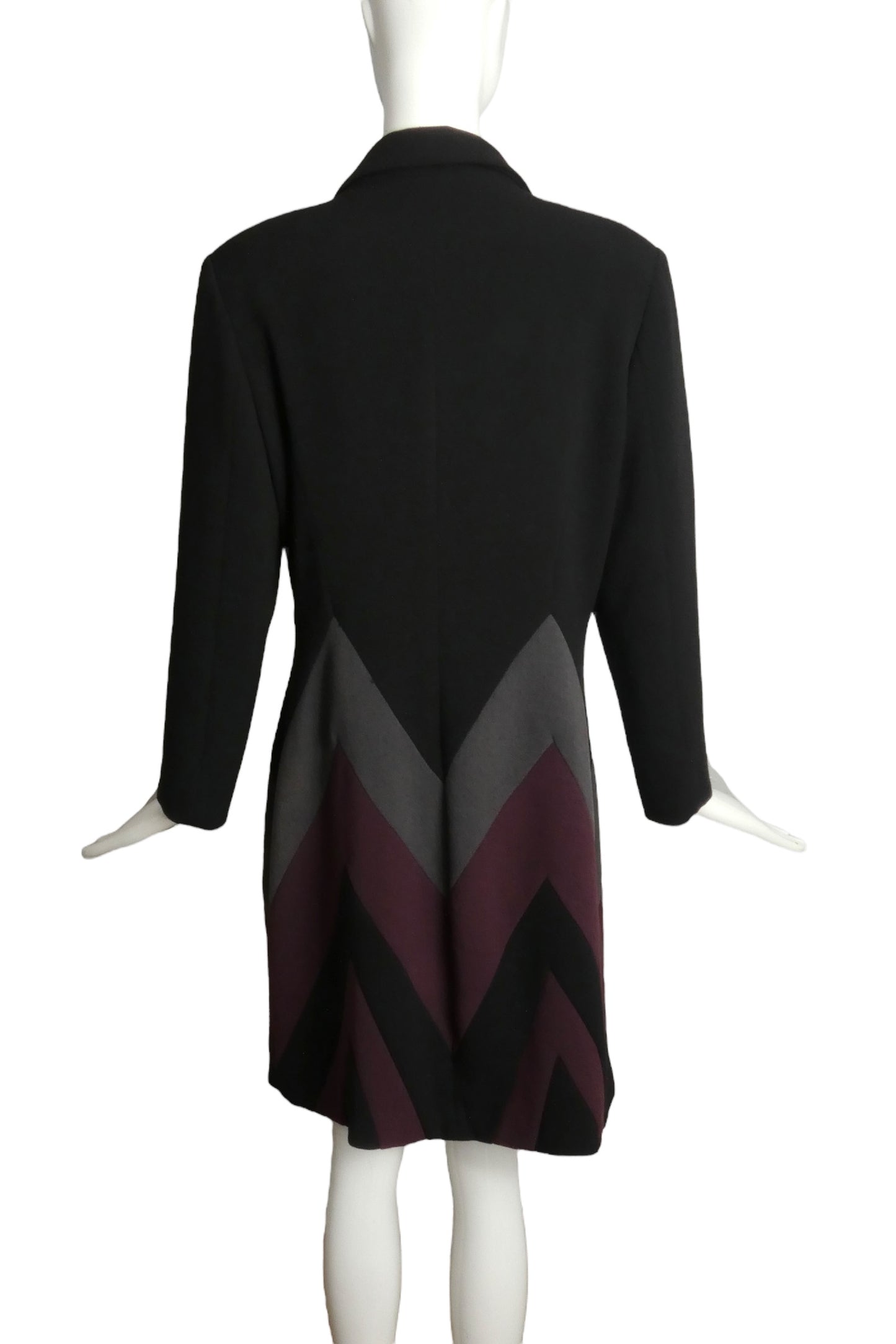 PIERRE CARDIN- Multi Color Chevron Wool Coat, Size 14