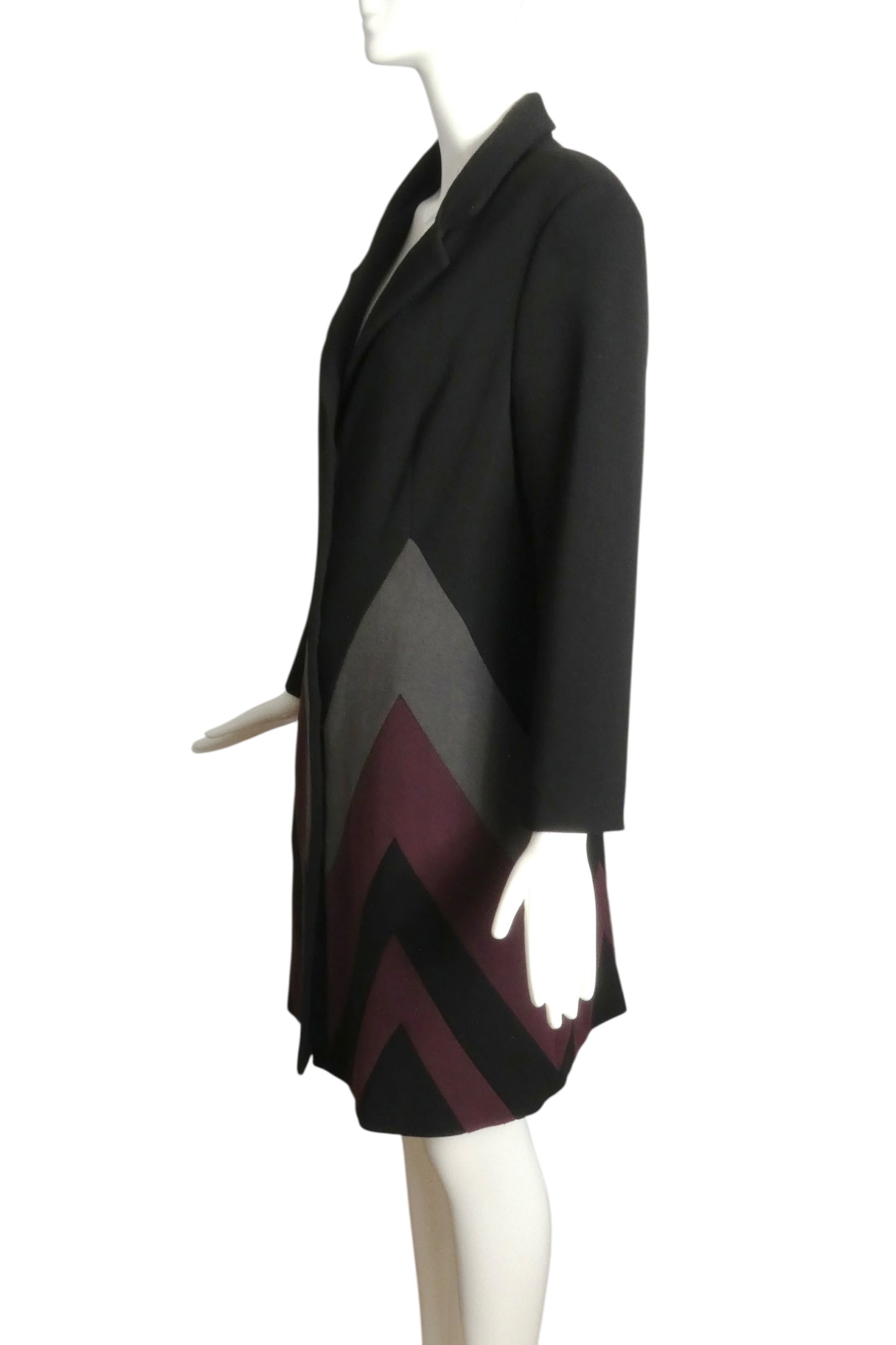 PIERRE CARDIN- Multi Color Chevron Wool Coat, Size 14