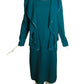 PIERRE CARDIN- 1980s Emerald Ruffled Wool Dress, Size 10