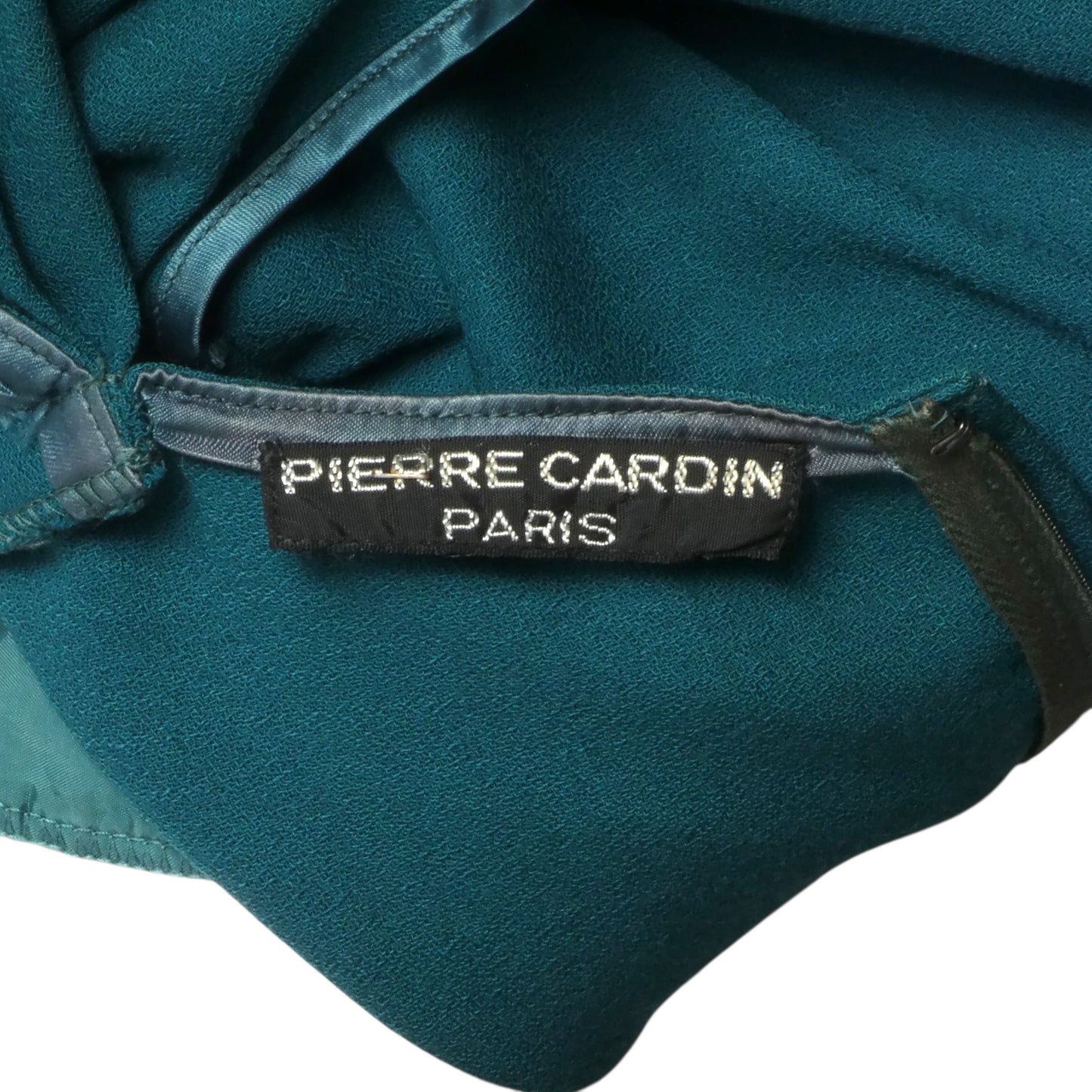 PIERRE CARDIN- 1980s Emerald Ruffled Wool Dress, Size 10