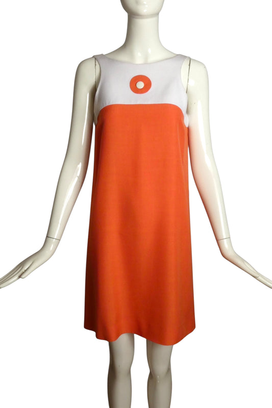 PIERRE CARDIN (HAUTE COUTURE)- 2000s Rayon Colorblock Dress, Size 4