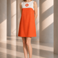 PIERRE CARDIN - 2000s Rayon Color Block Dress, Size 4