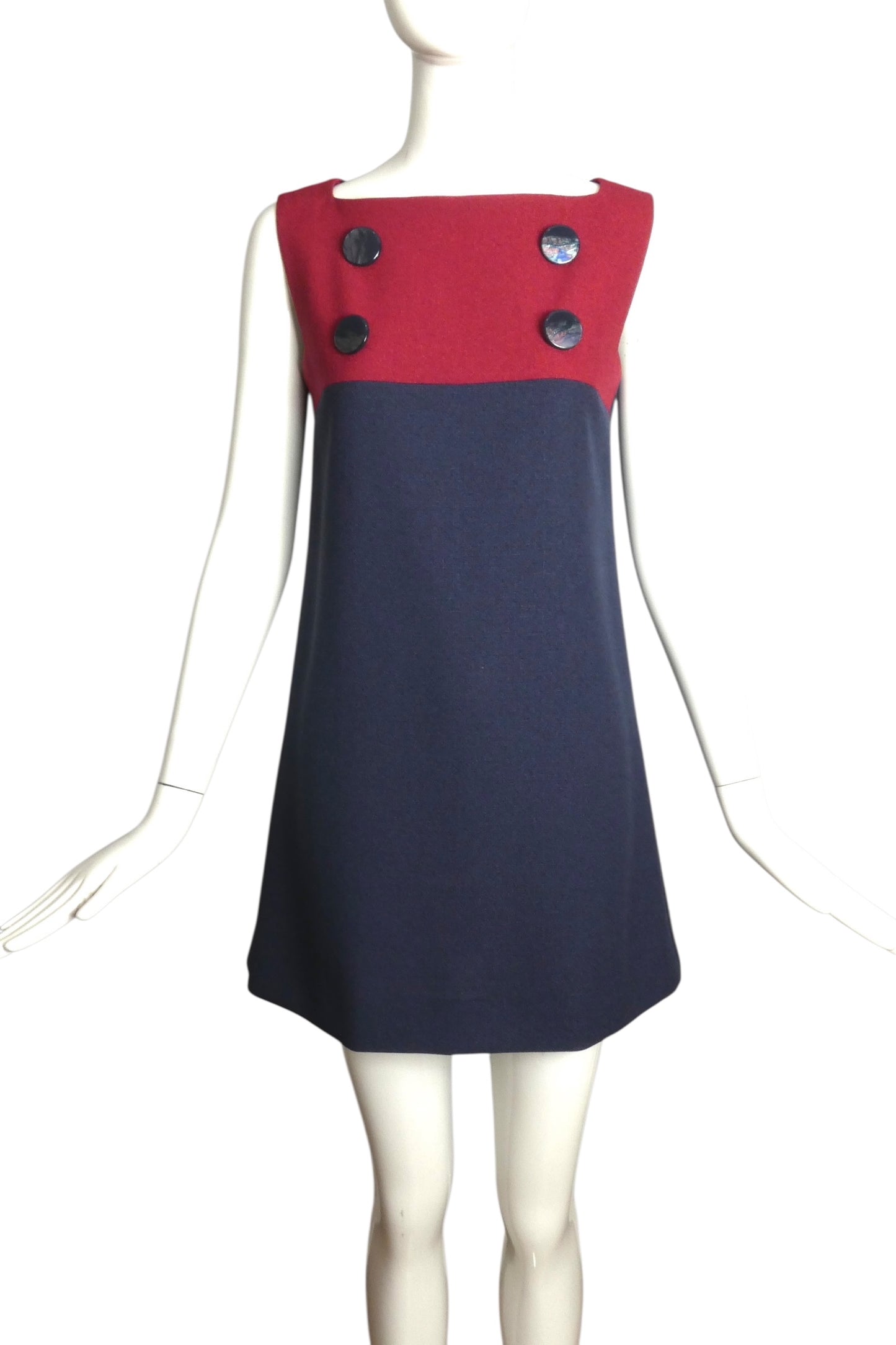 PIERRE CARDIN (HAUTE COUTURE) -2008 Multi Color Wool Trapeze Dress, Size 4
