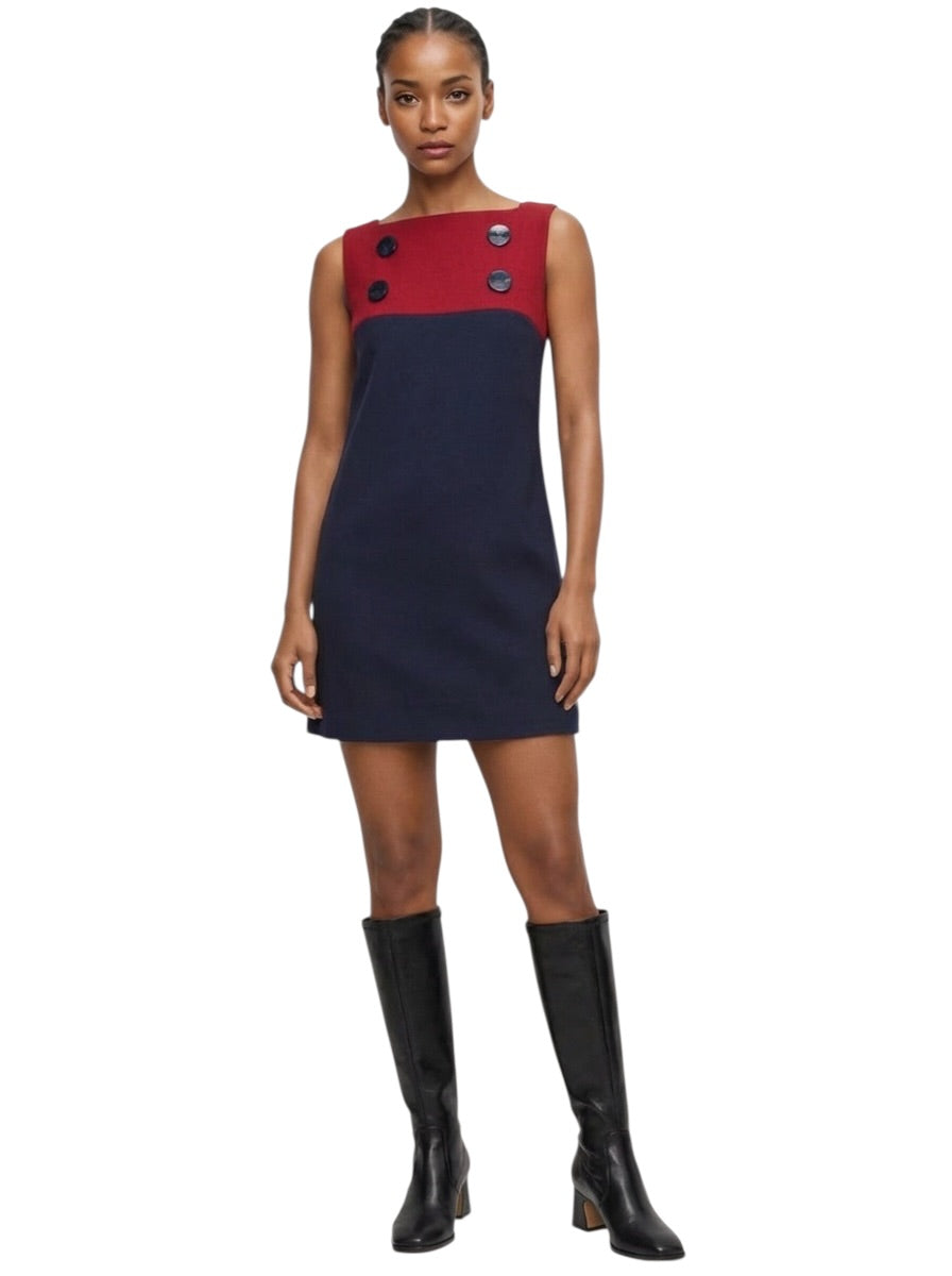 2008 Multi Color Wool Trapeze Dress, Size 4