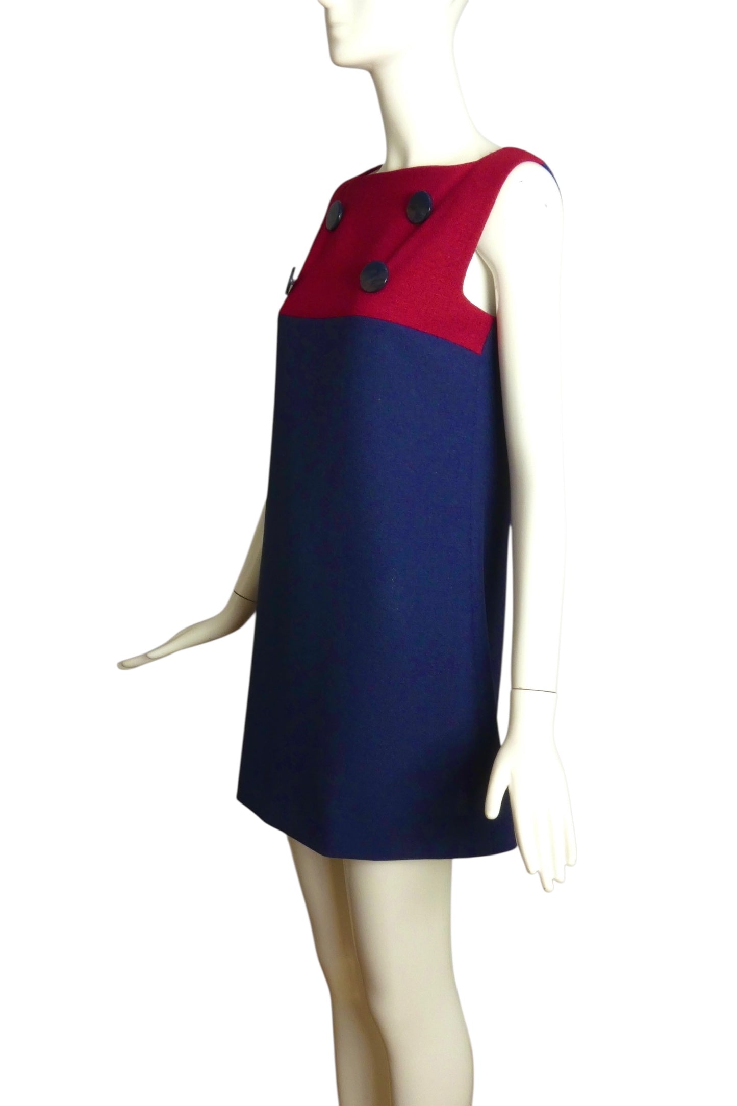 PIERRE CARDIN (HAUTE COUTURE) -2008 Multi Color Wool Trapeze Dress, Size 4