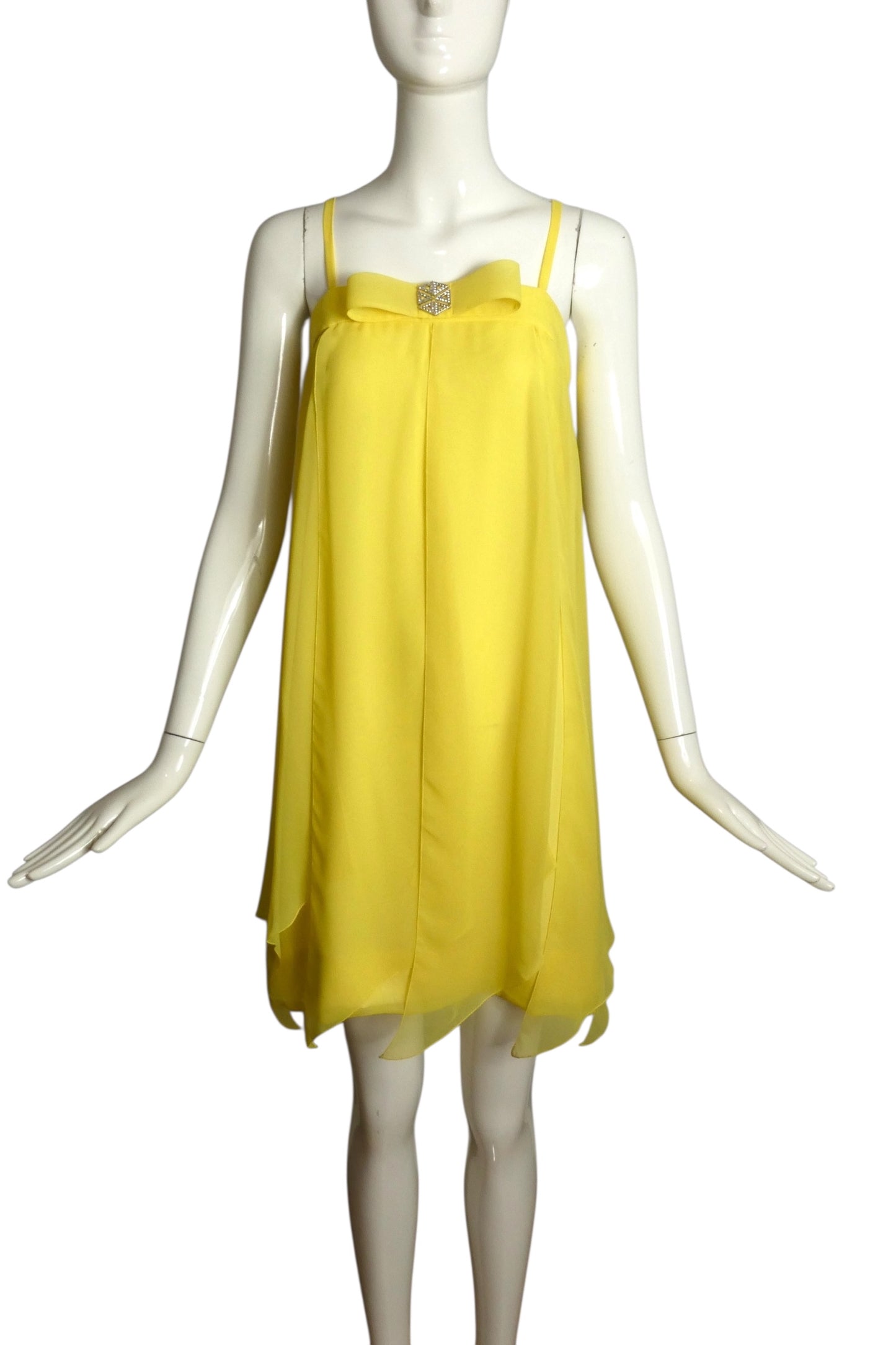 PIERRE CARDIN (HAUTE COUTURE) - 2009 Yellow Chiffon Slip Dress, Size 6