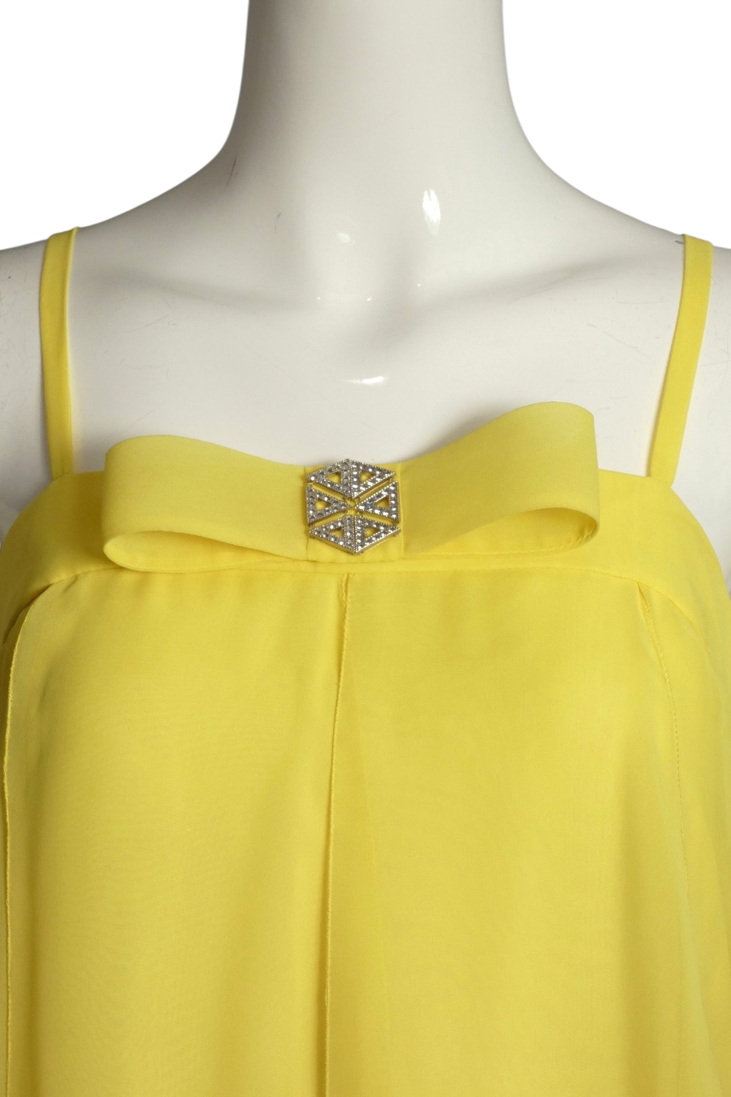PIERRE CARDIN (HAUTE COUTURE) - 2009 Yellow Chiffon Slip Dress, Size 6