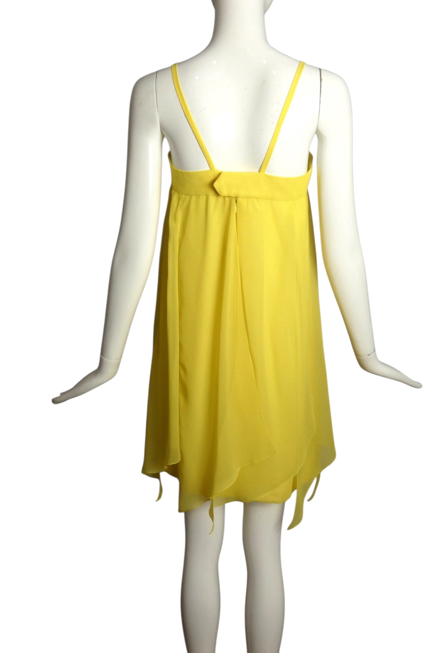 PIERRE CARDIN (HAUTE COUTURE) - 2009 Yellow Chiffon Slip Dress, Size 6