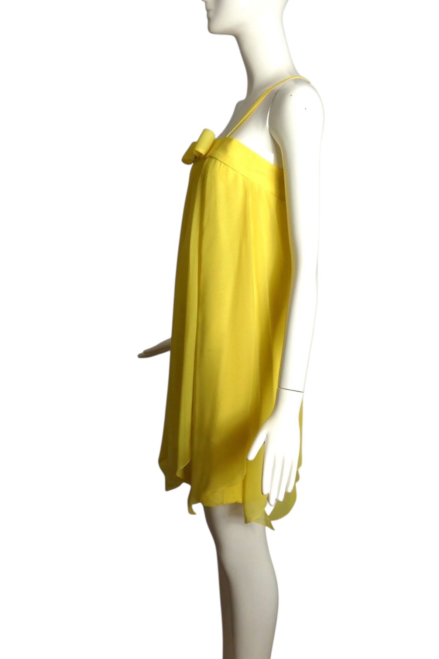 PIERRE CARDIN (HAUTE COUTURE) - 2009 Yellow Chiffon Slip Dress, Size 6