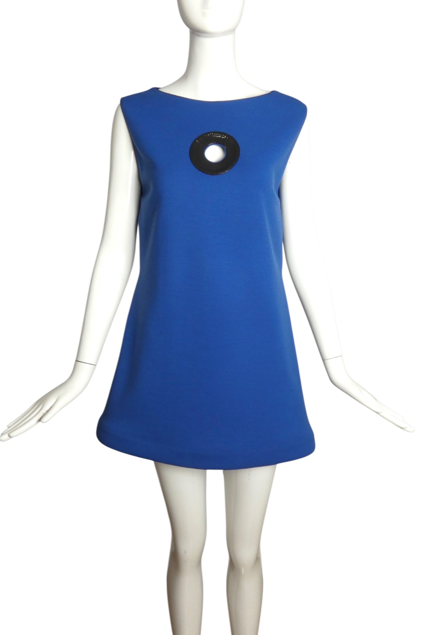 PIERRE CARDIN (HAUTE COUTURE)- 1996 Blue Wool Trapeze Dress, Size 6