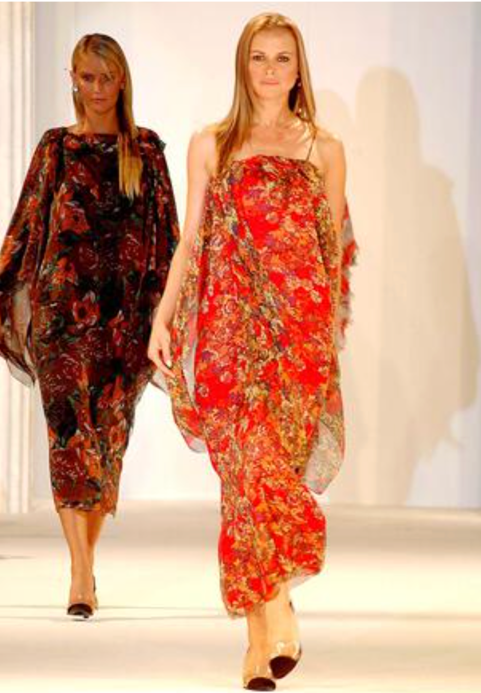 PIERRE CARDIN (HAUTE COUTURE)- 2005 Floral Chiffon Gown & Scarf, Size 6