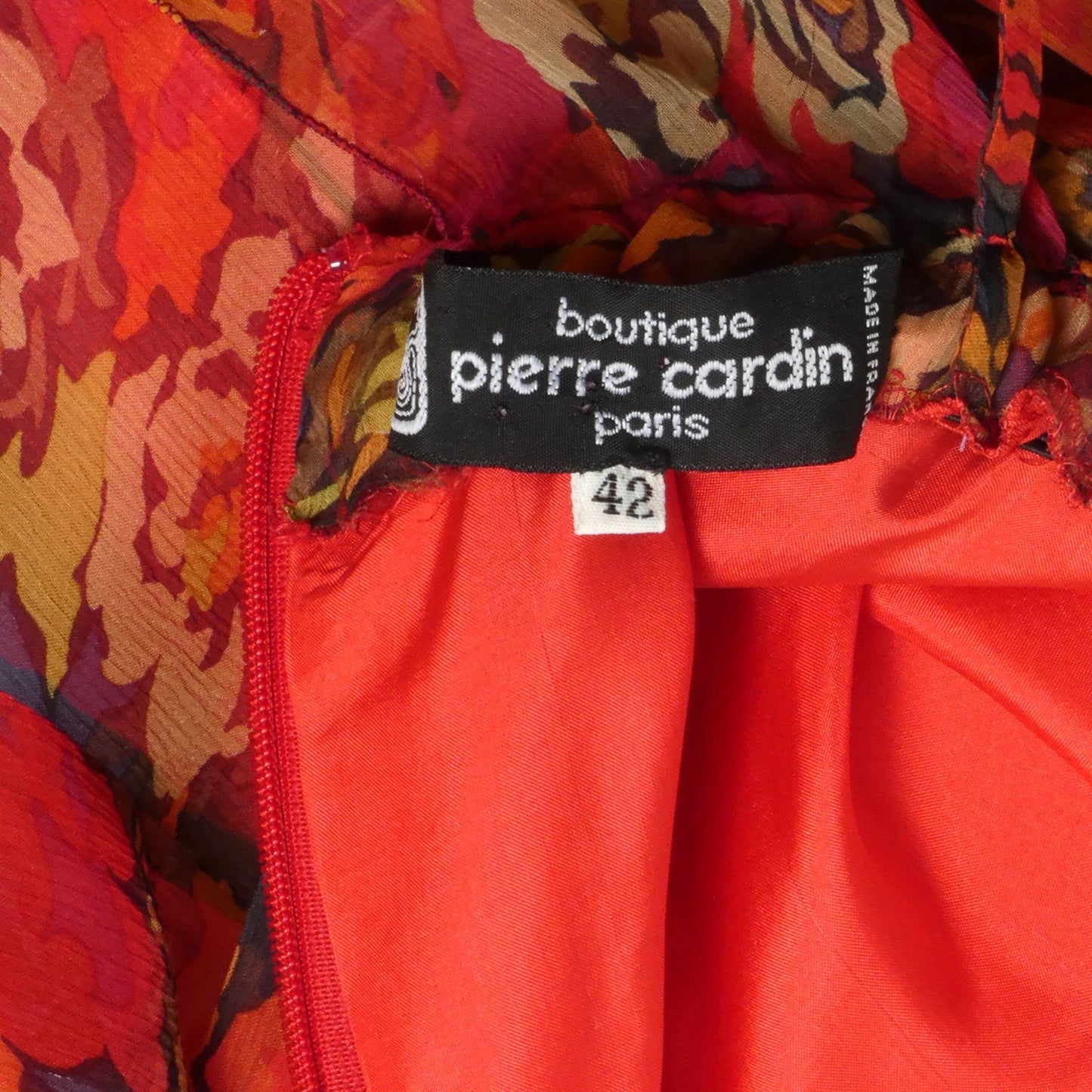 PIERRE CARDIN (HAUTE COUTURE)- 2005 Floral Chiffon Gown & Scarf, Size 6