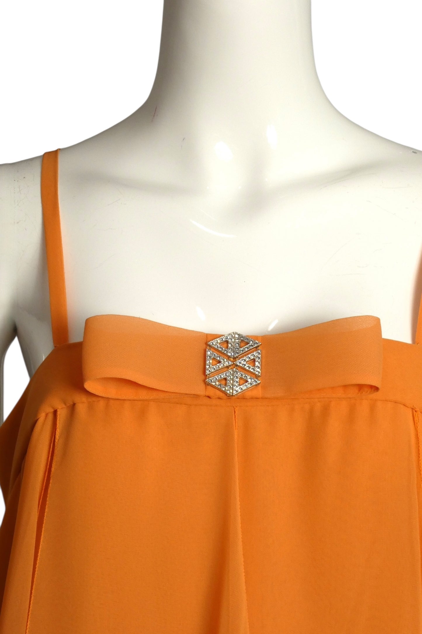 PIERRE CARDIN (HAUTE COUTURE) - 2009 Orange Chiffon Slip Dress, Size 8